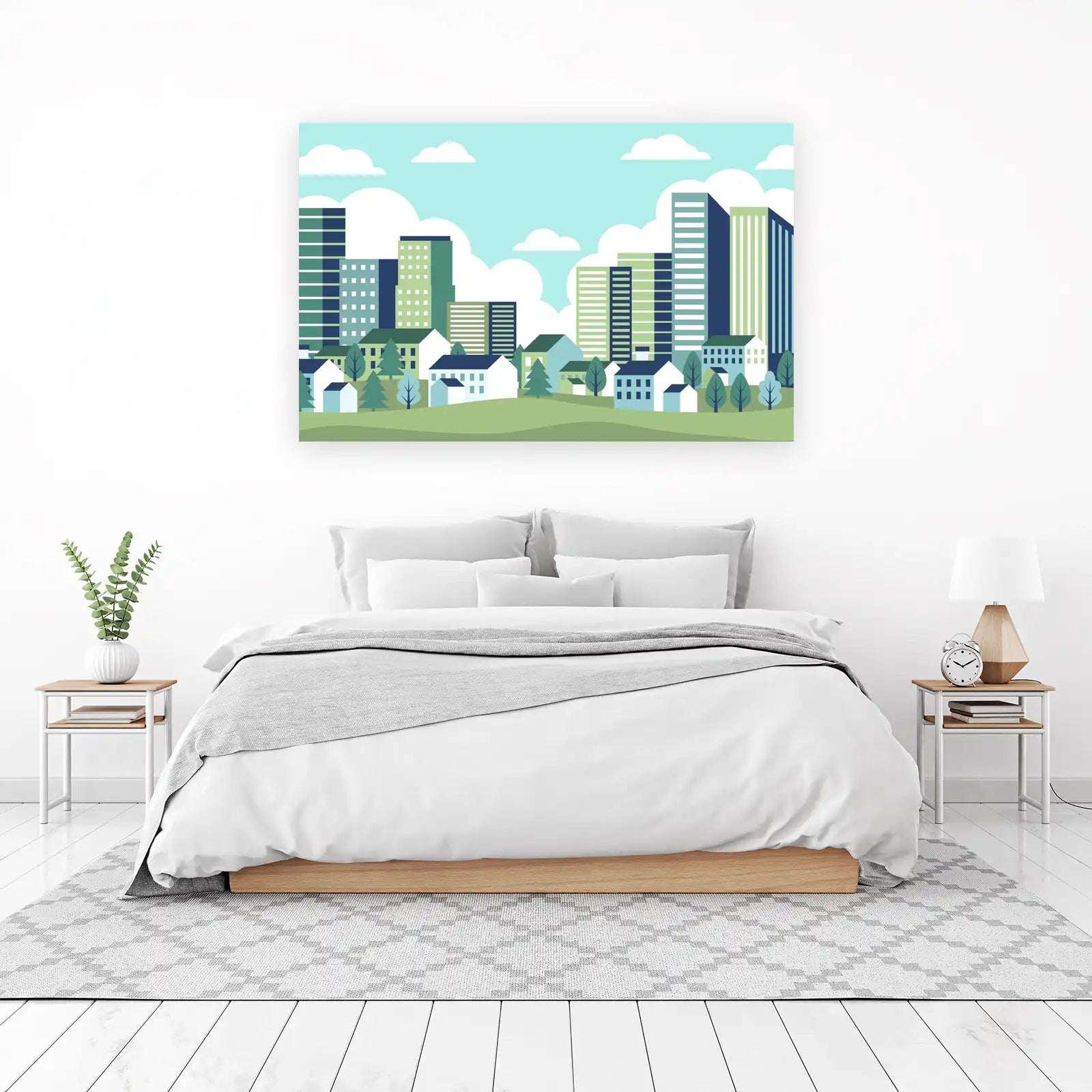 Modern Cityscape & Houses Wall Art