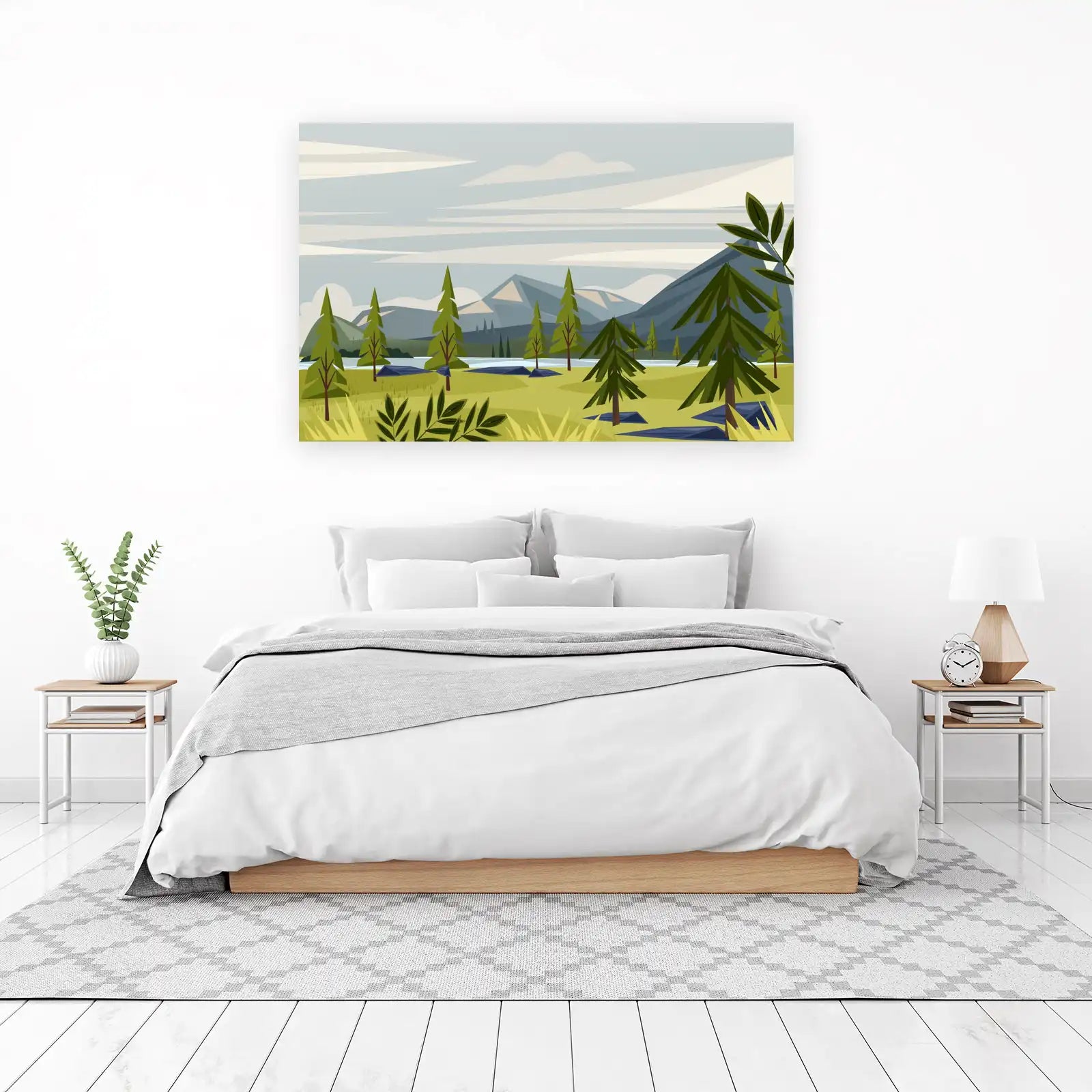 Serene Mountain Lake Landscape Wall Art