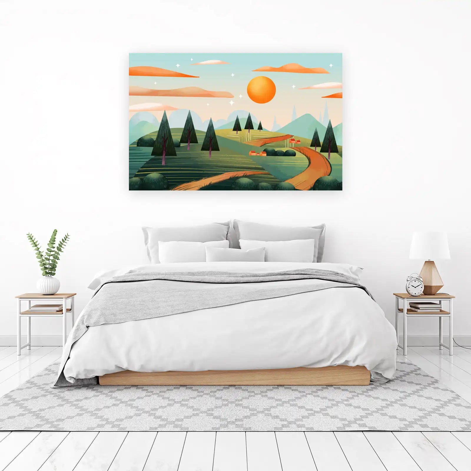Dreamy Landscape Serene Village Wall Art
