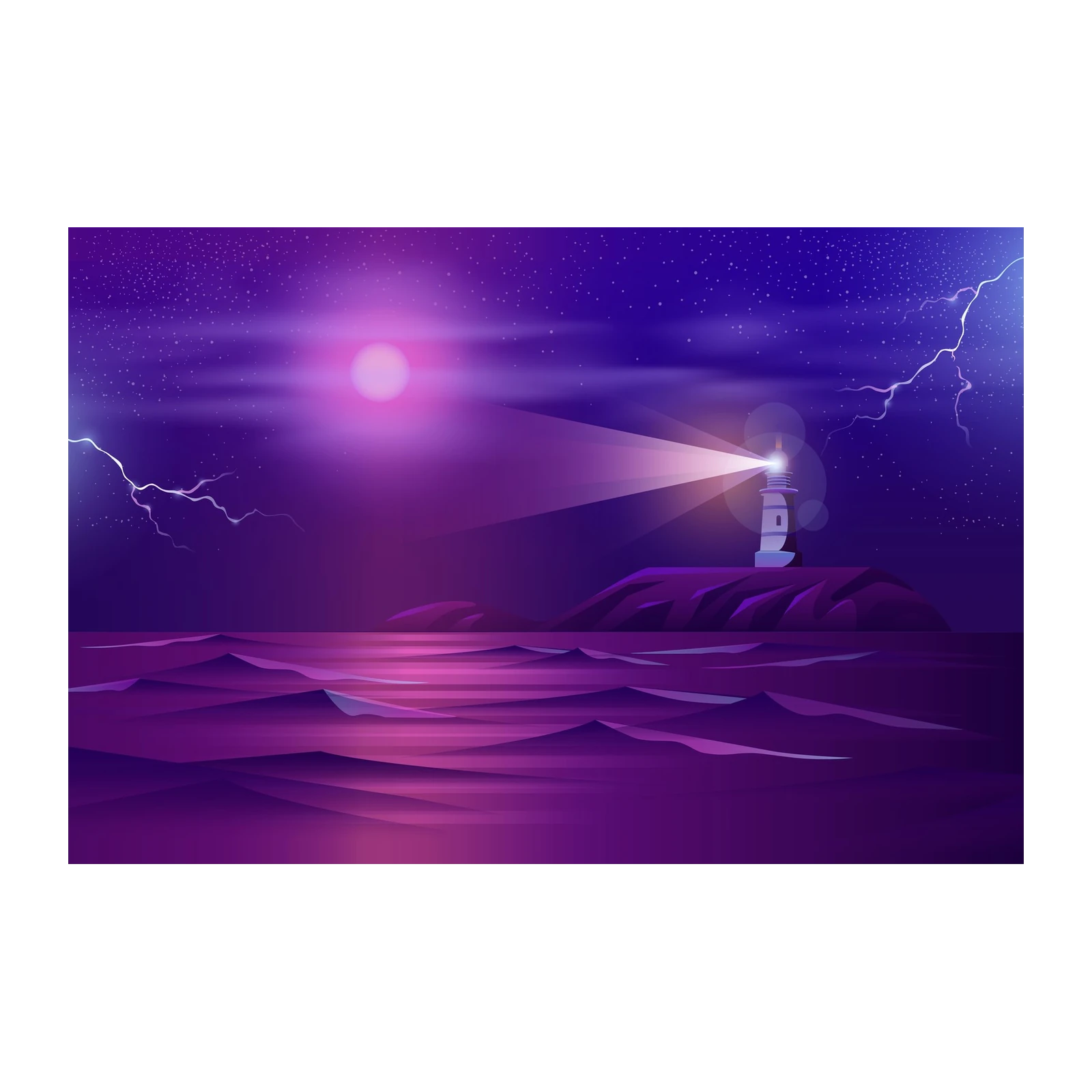 Mystic Lighthouse Storm Wall Art