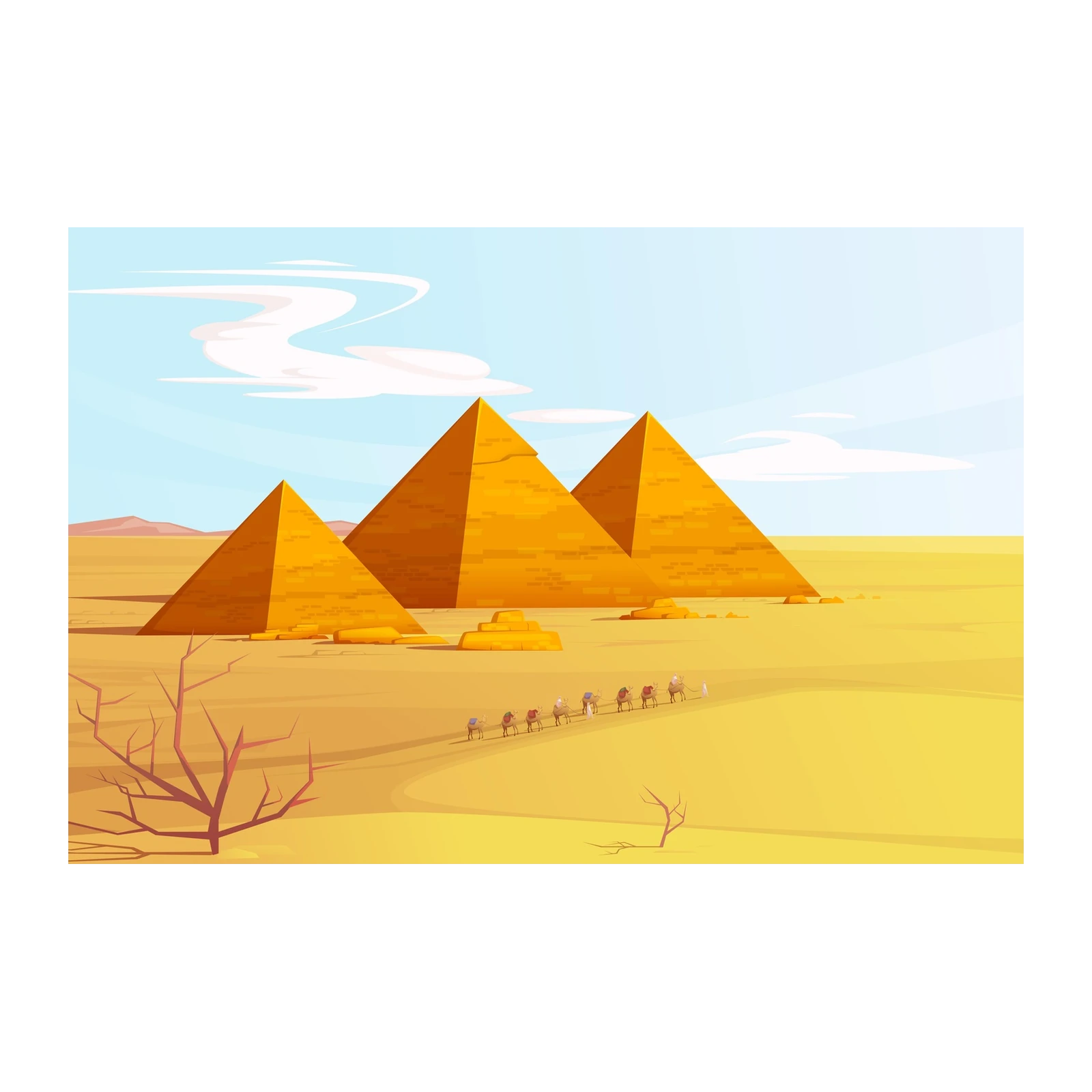Egyptian Pyramids Camel Caravan Wall Art