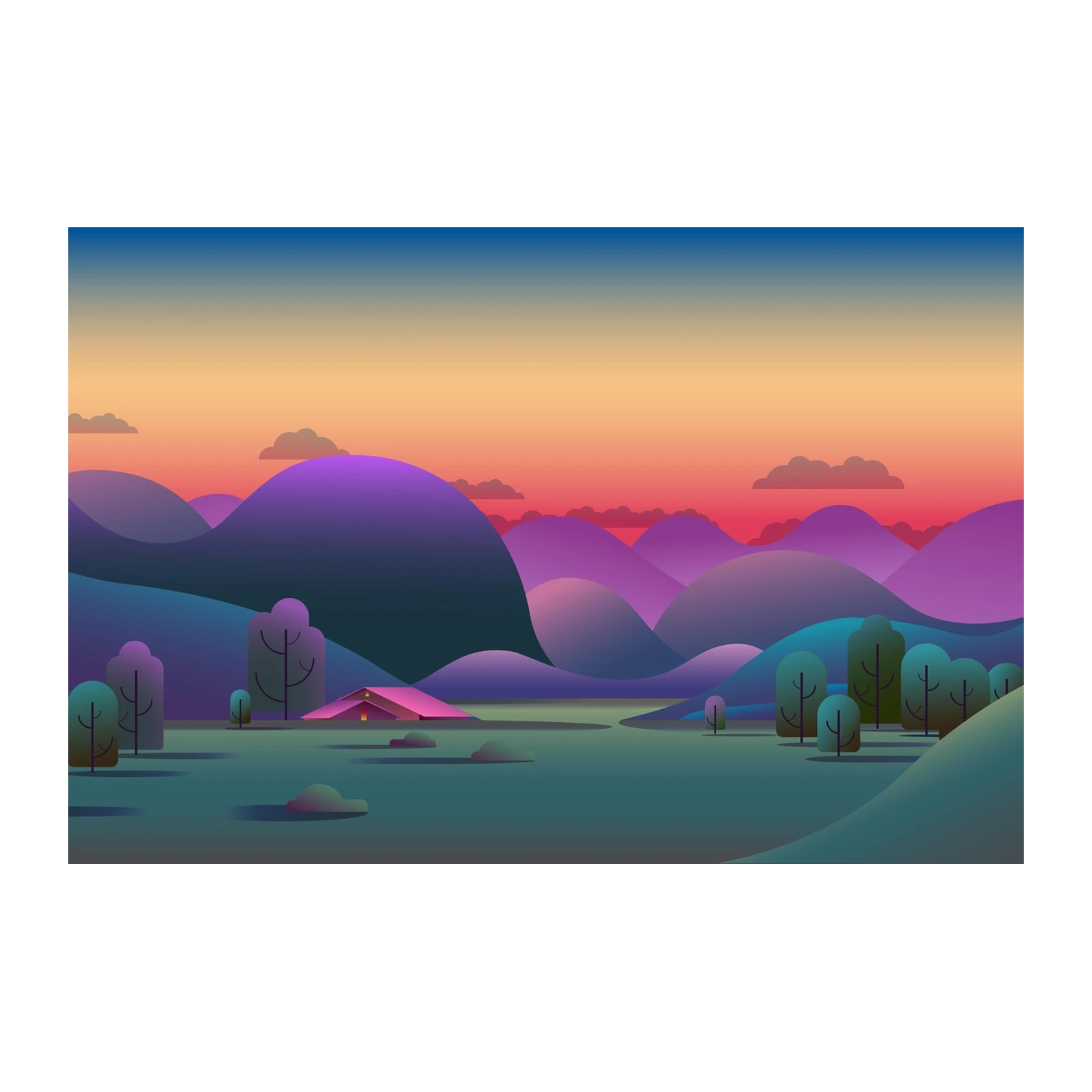Vibrant Sunset Landscape Wall Art