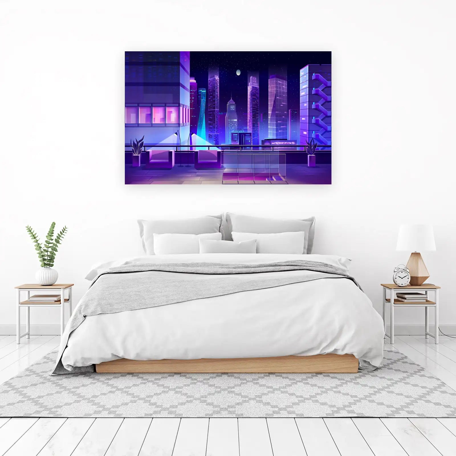 Neon Cityscape Night View Wall Art