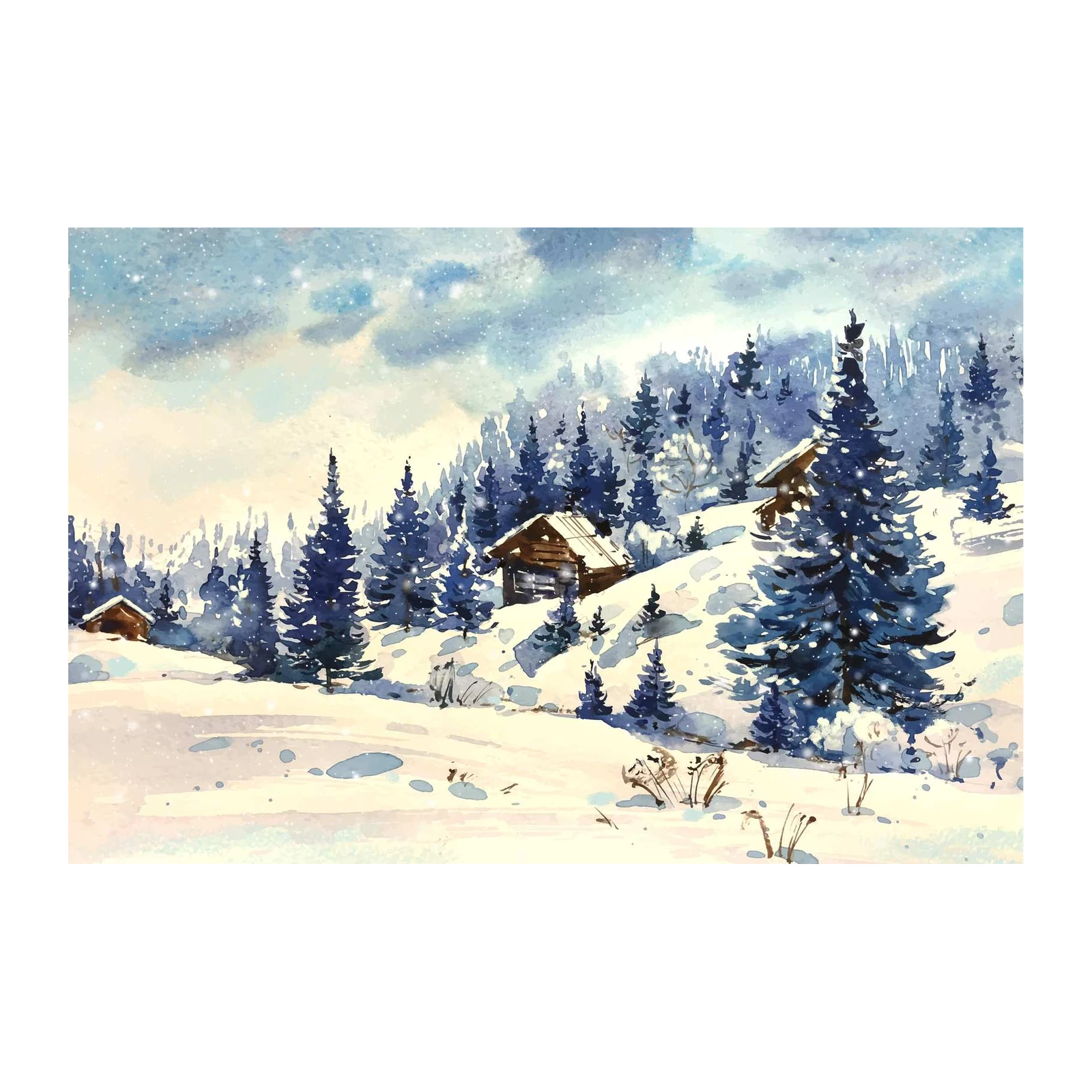 Cozy Winter Cabin Snowscape Wall Art