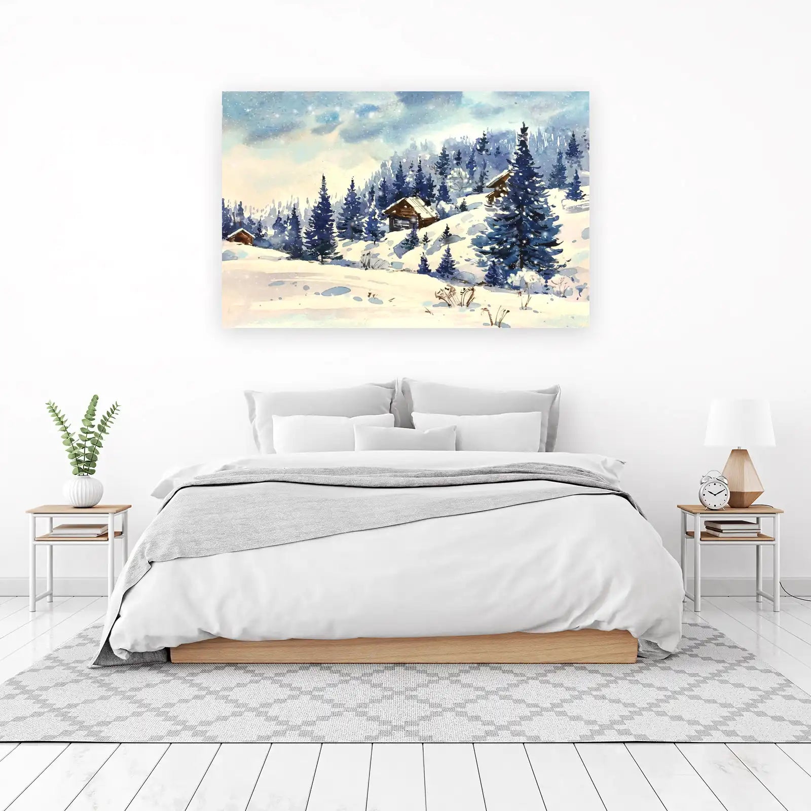 Cozy Winter Cabin Snowscape Wall Art