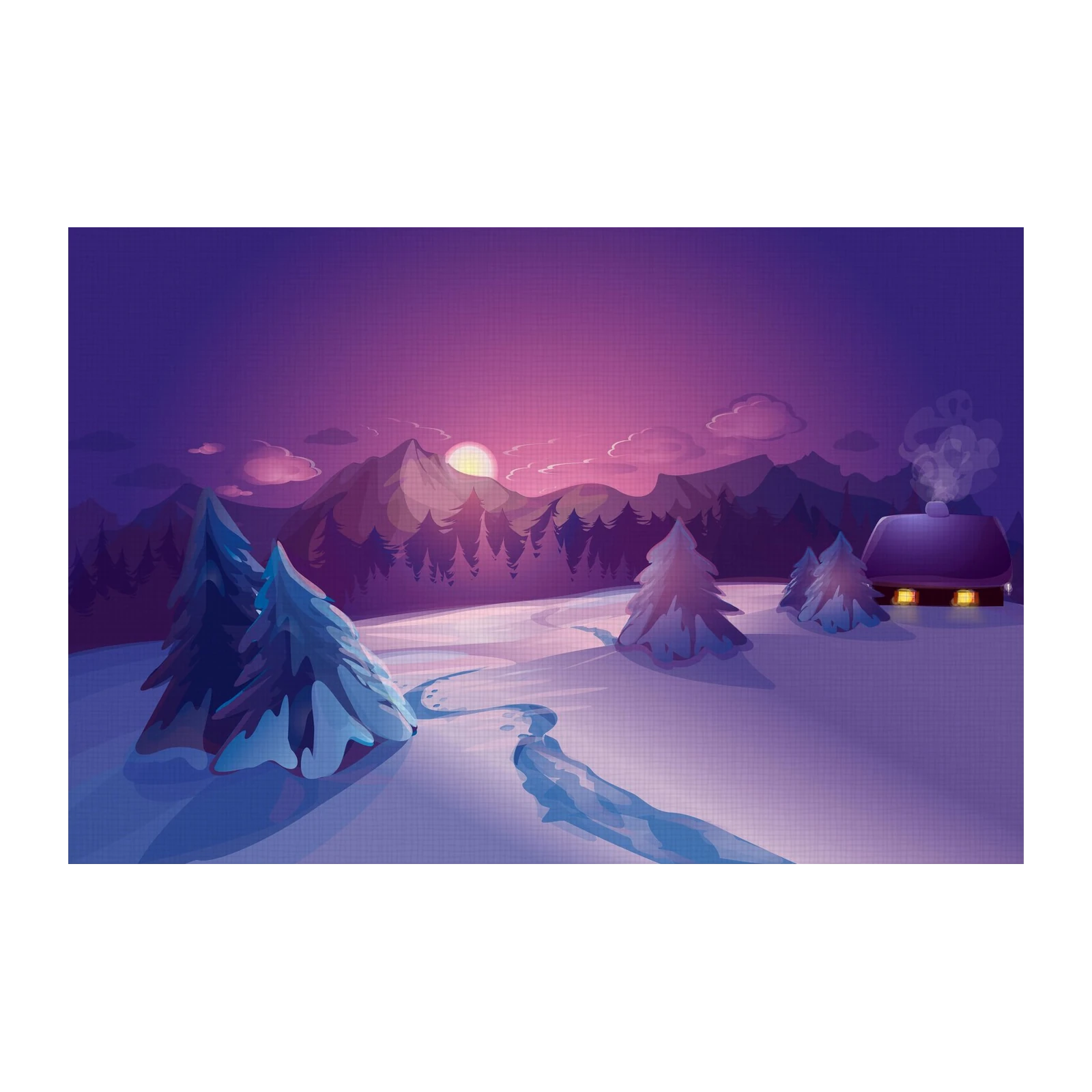 Winter Sunset Cozy Cabin Wall Art