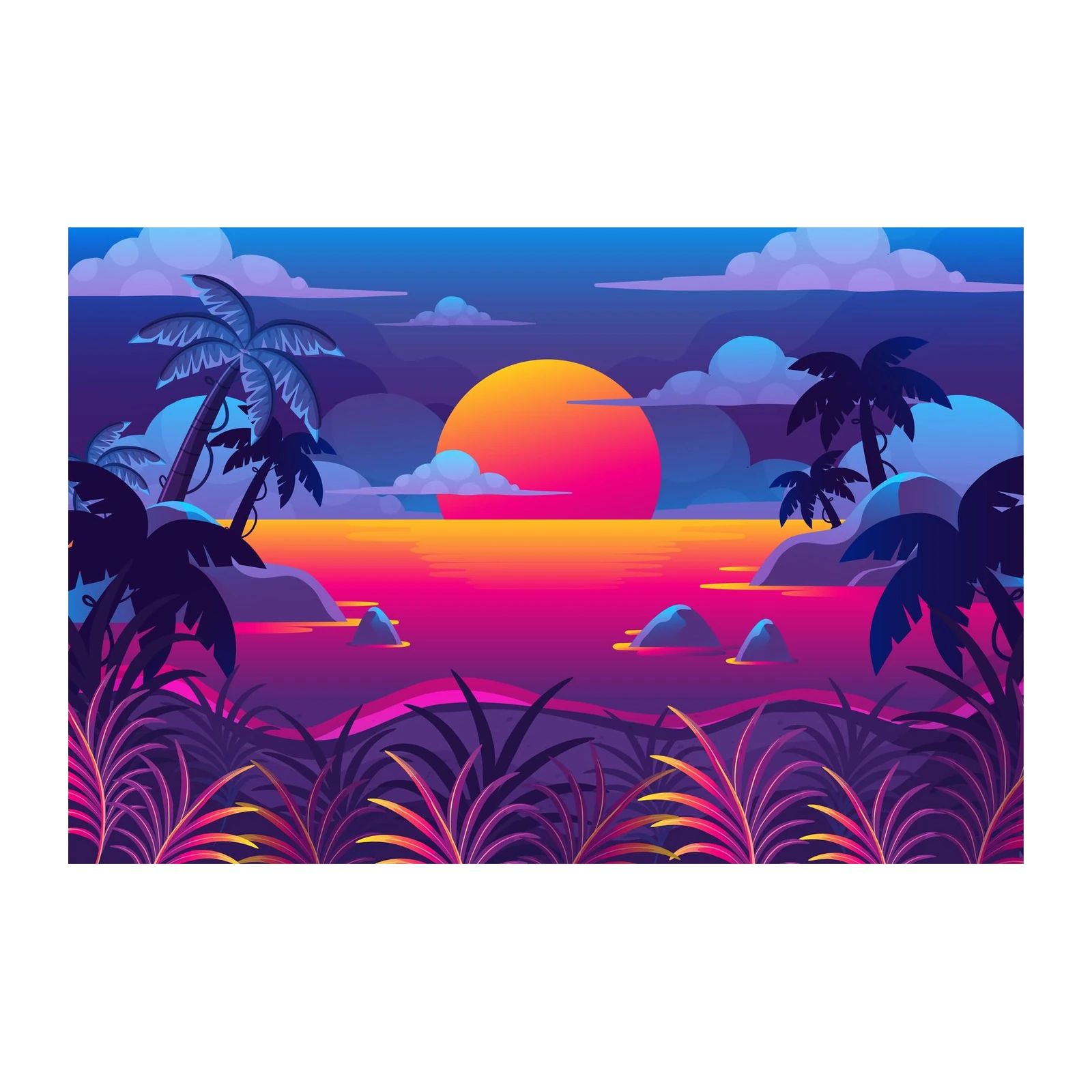 Tropical Sunset Palm Tree Wall Art