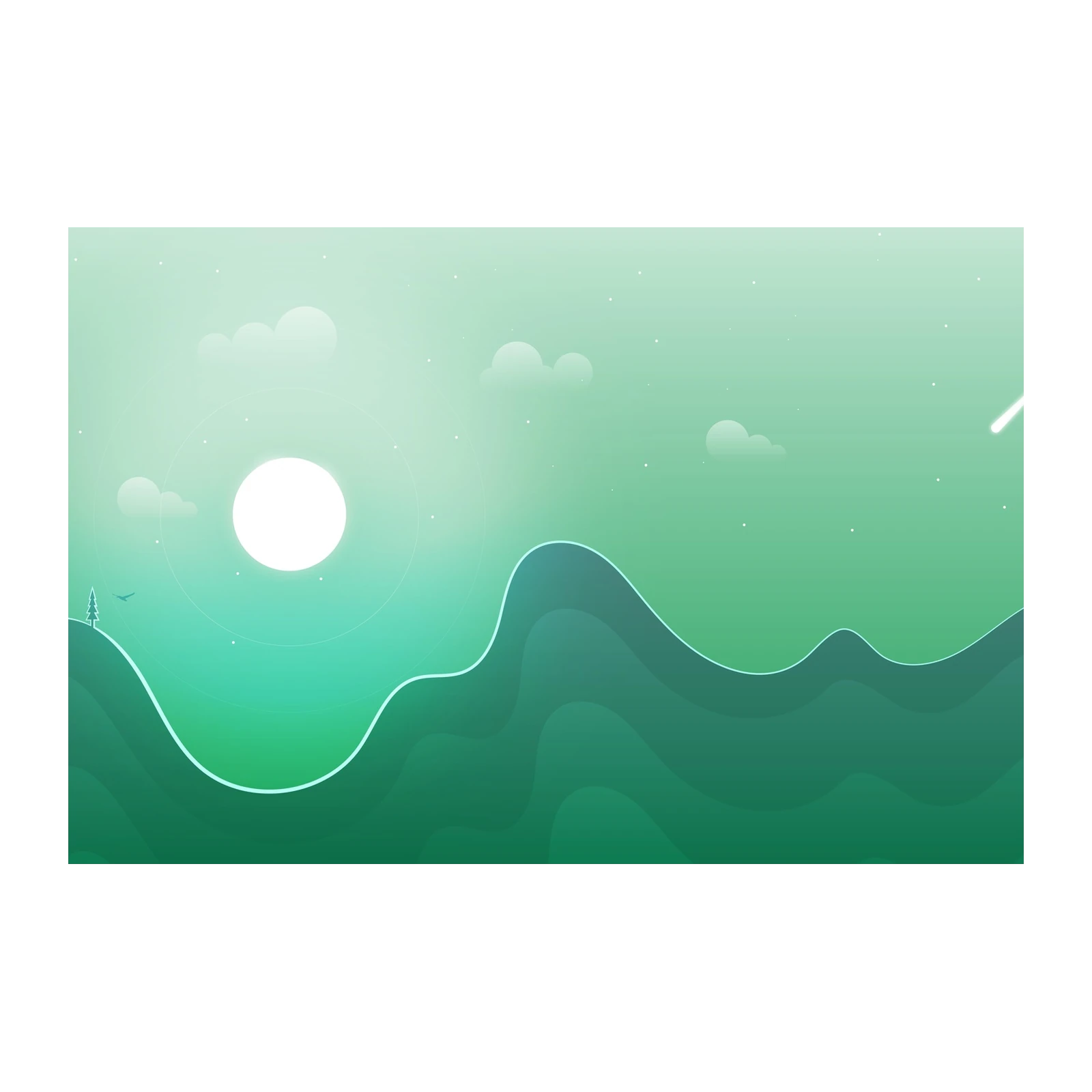 Serene Green Mountain Landscape Wall Art
