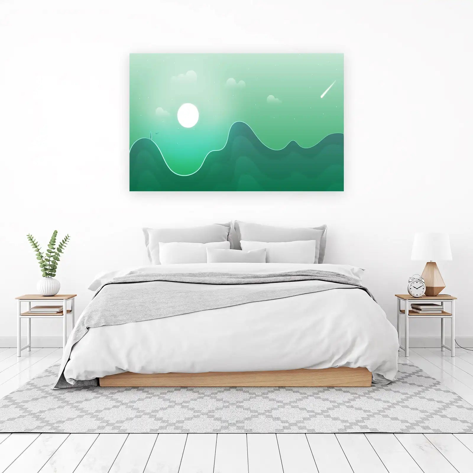 Serene Green Mountain Landscape Wall Art