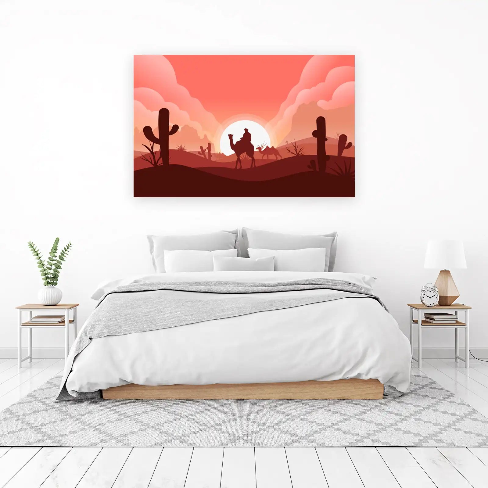 Desert Camel Caravan Sunset Wall Art