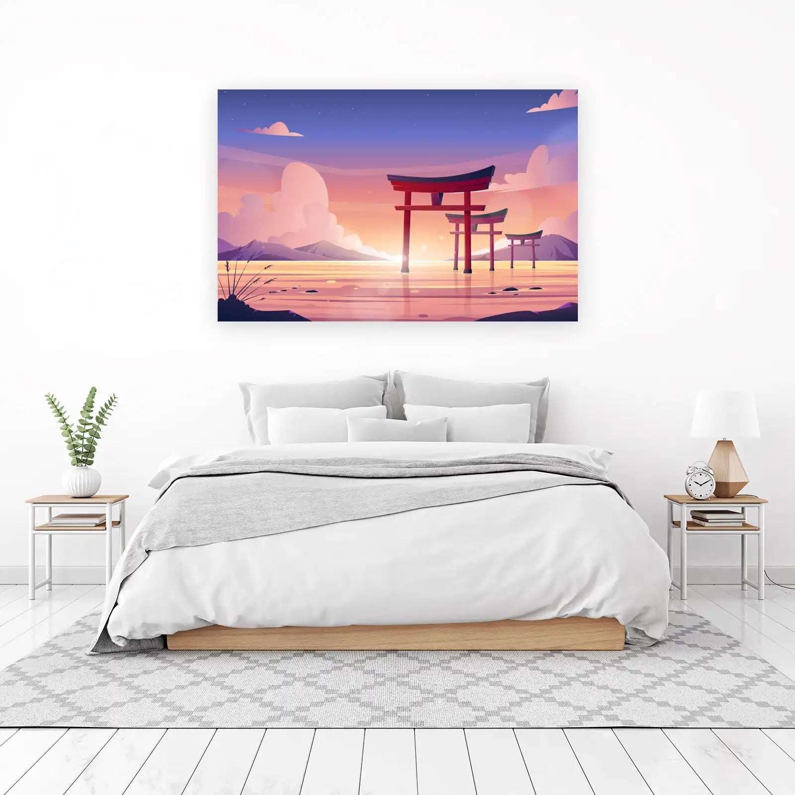 Serene Japanese Torii Gates Sunset Wall Art
