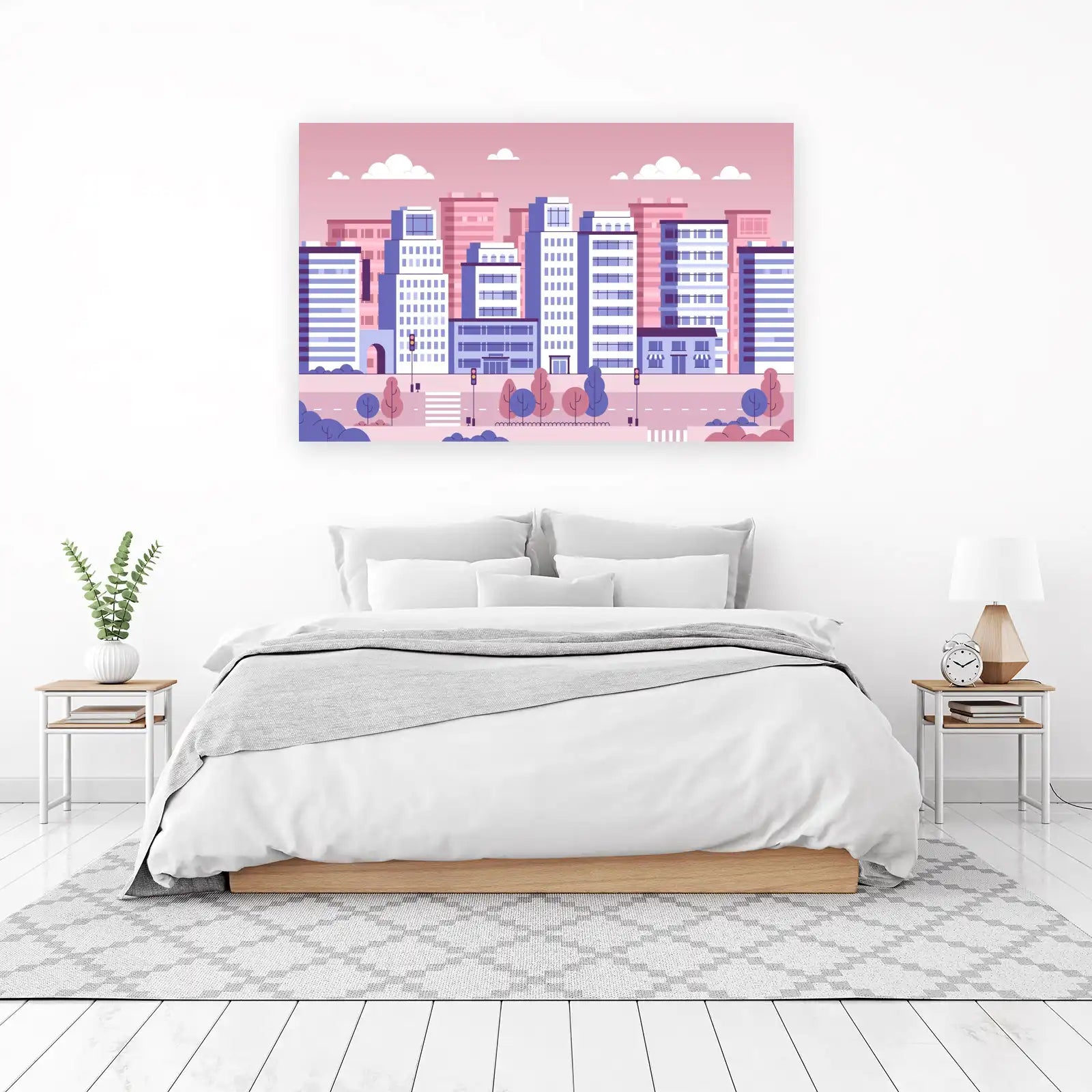 Modern Cityscape Flat Design Wall Art