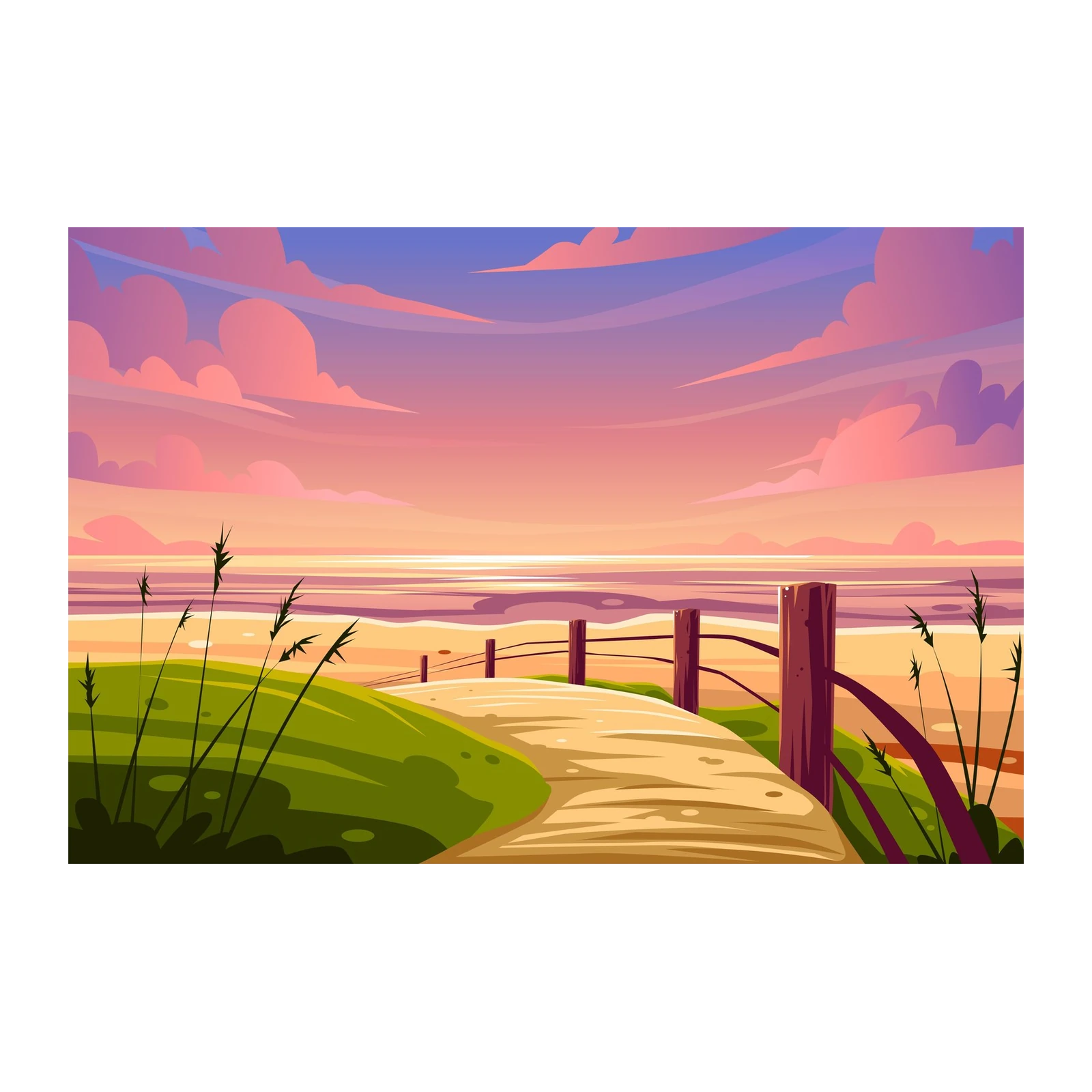 Sunset Beach Path Serenity Wall Art
