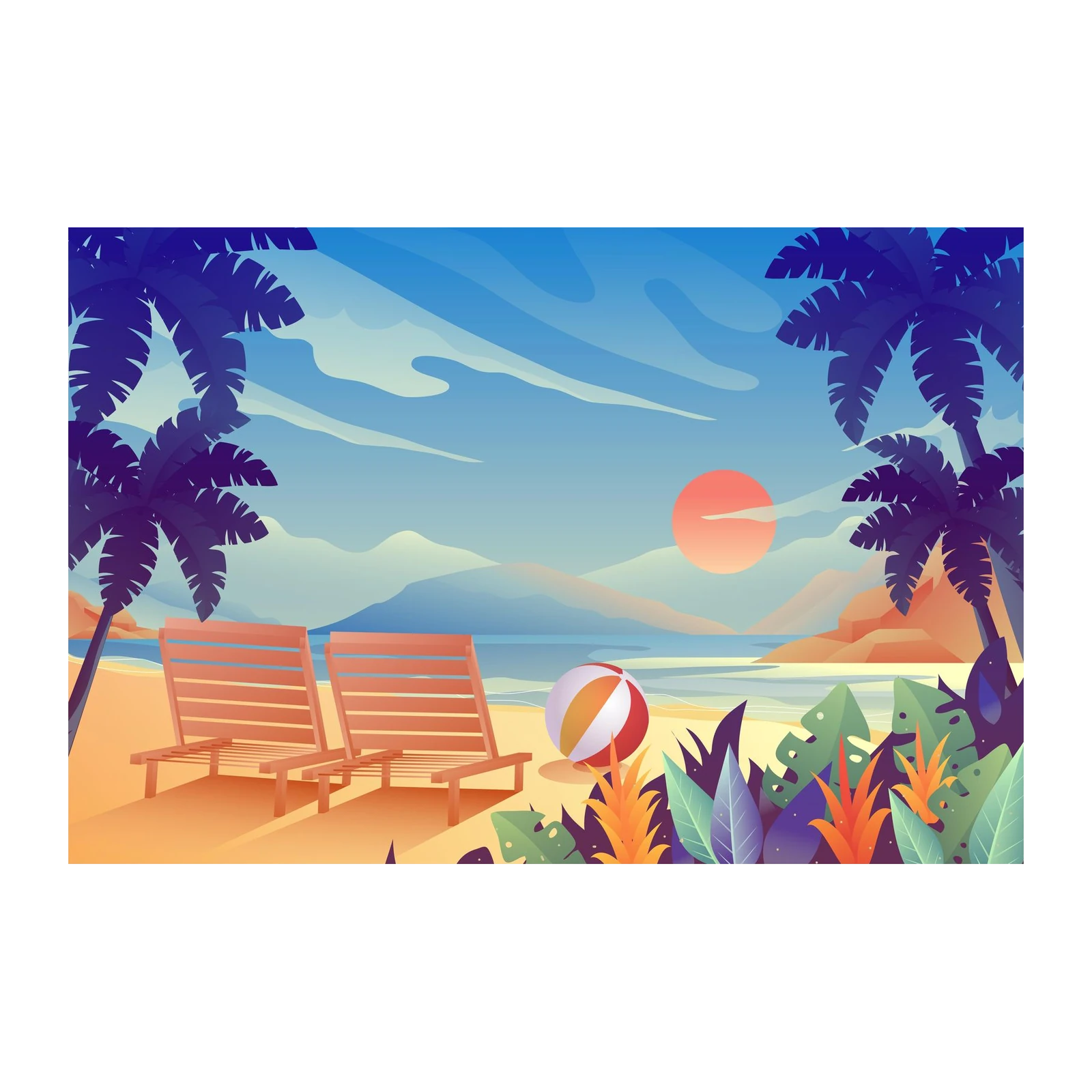 Tropical Sunset Beach Serenity Wall Art