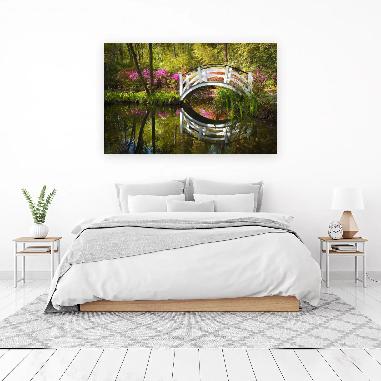 Serene Garden Bridge Azalea Pond Wall Art