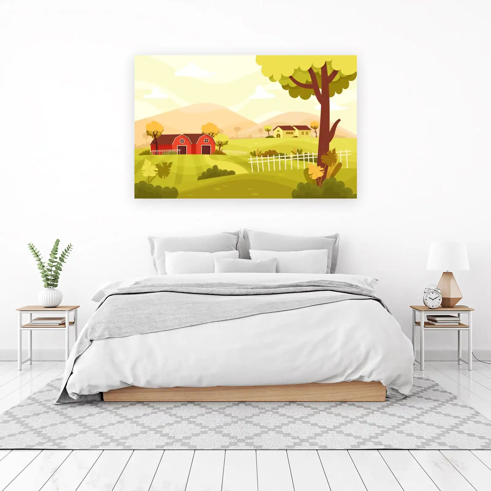 Serene Countryside Barn Landscape Wall Art