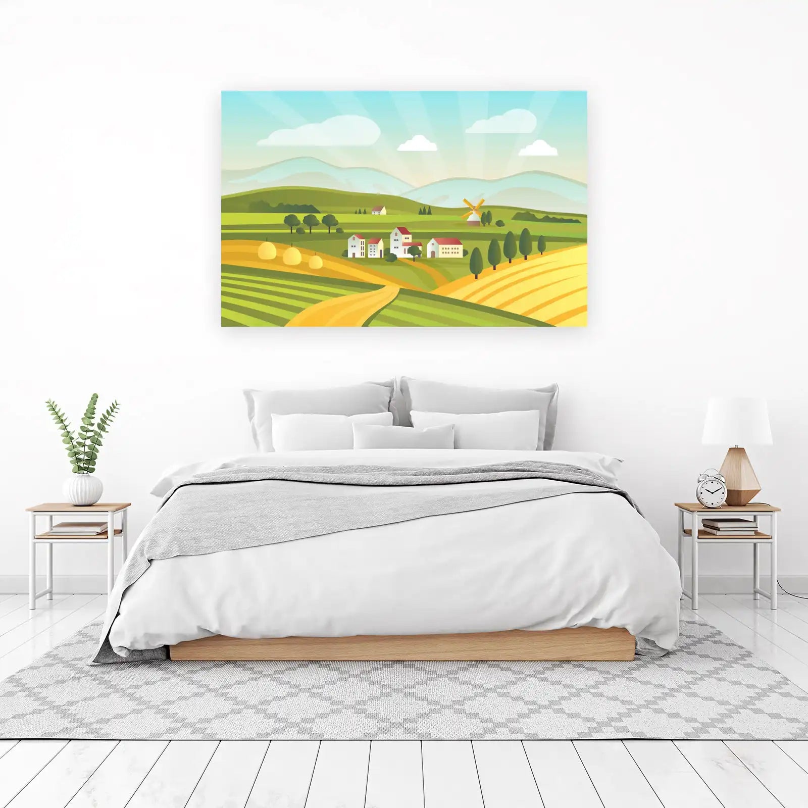 Serene Countryside Farmhouse Landscape Wall Art