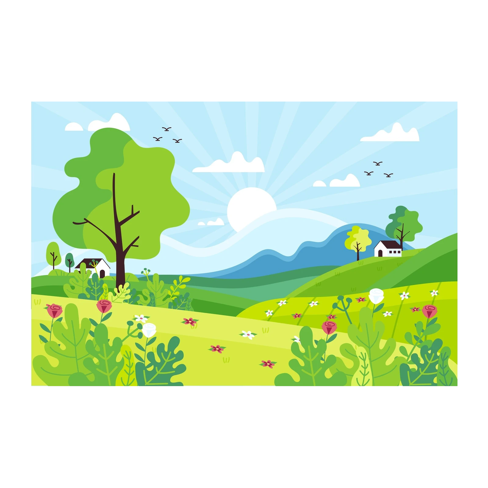 Serene Meadow Landscape Wall Art