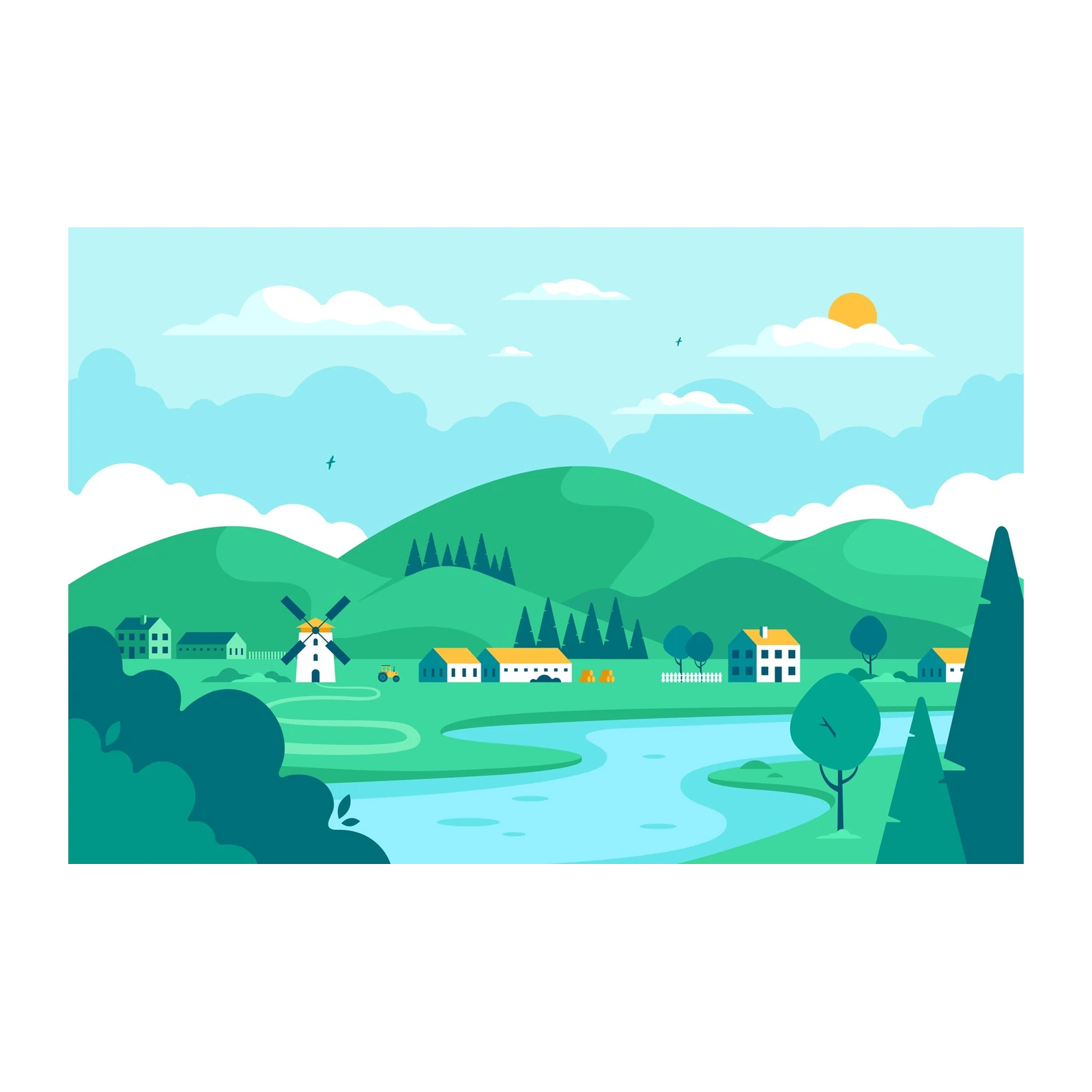 Tranquil Countryside Landscape Wall Art