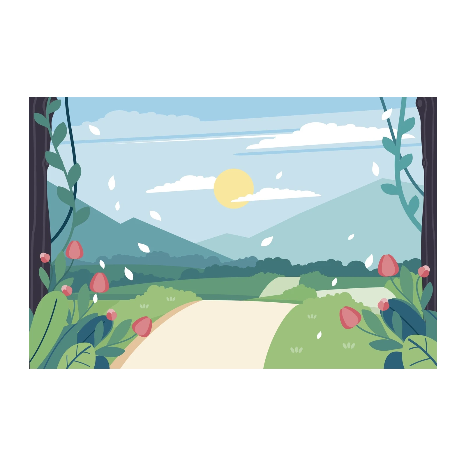 Serene Country Road Landscape Wall Art