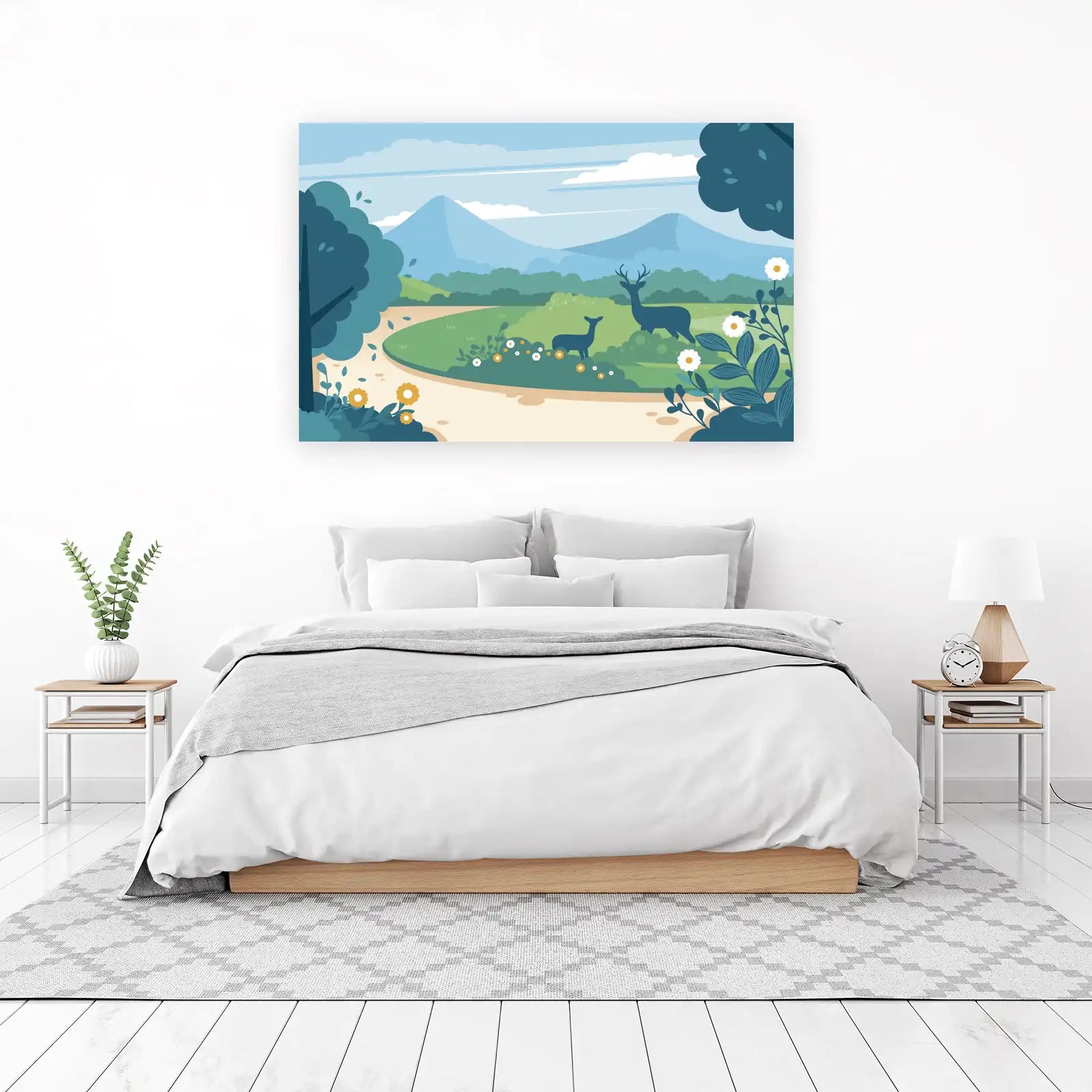 Serene Deer Landscape Wall Art