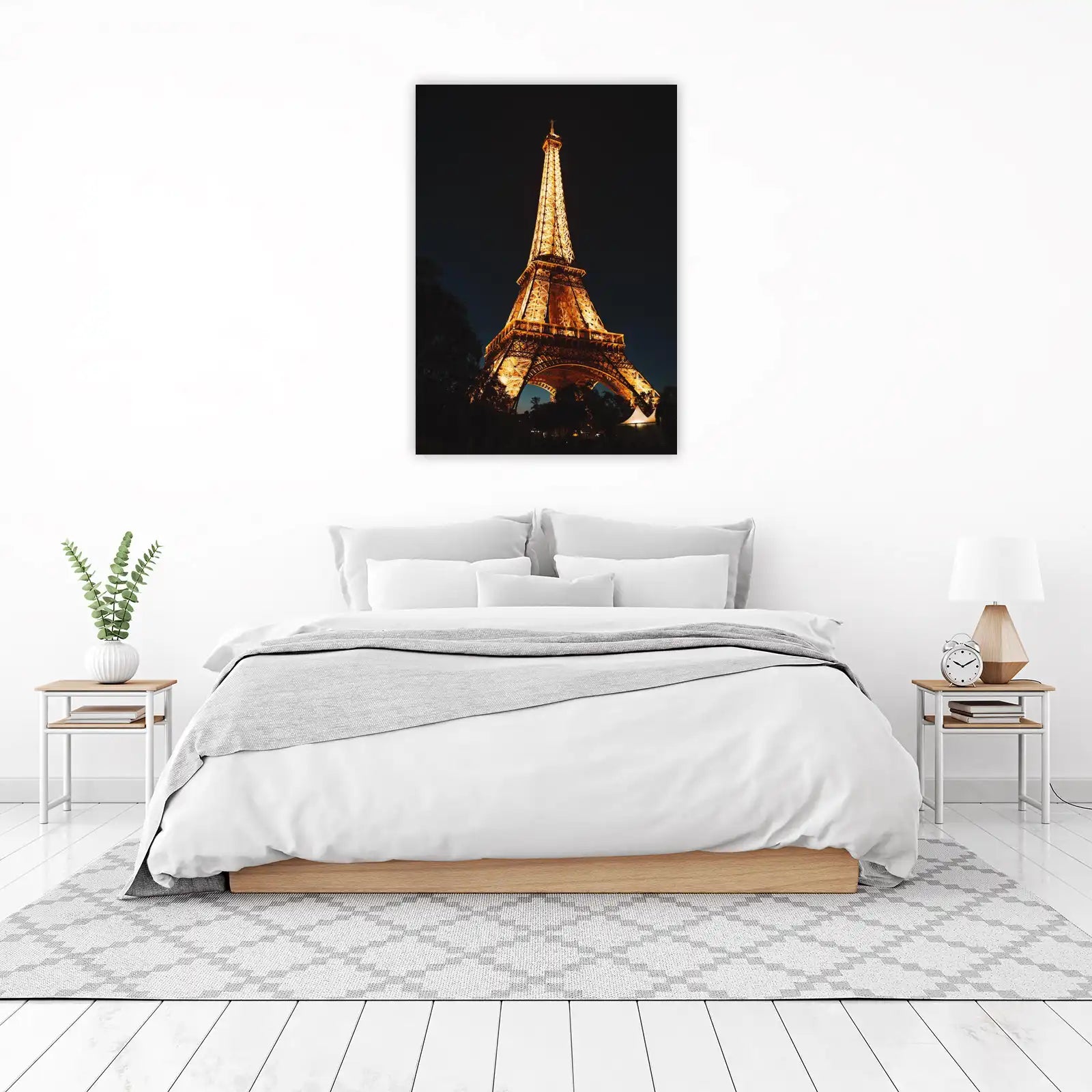 Eiffel Tower Golden Glow Paris at Night Wall Art
