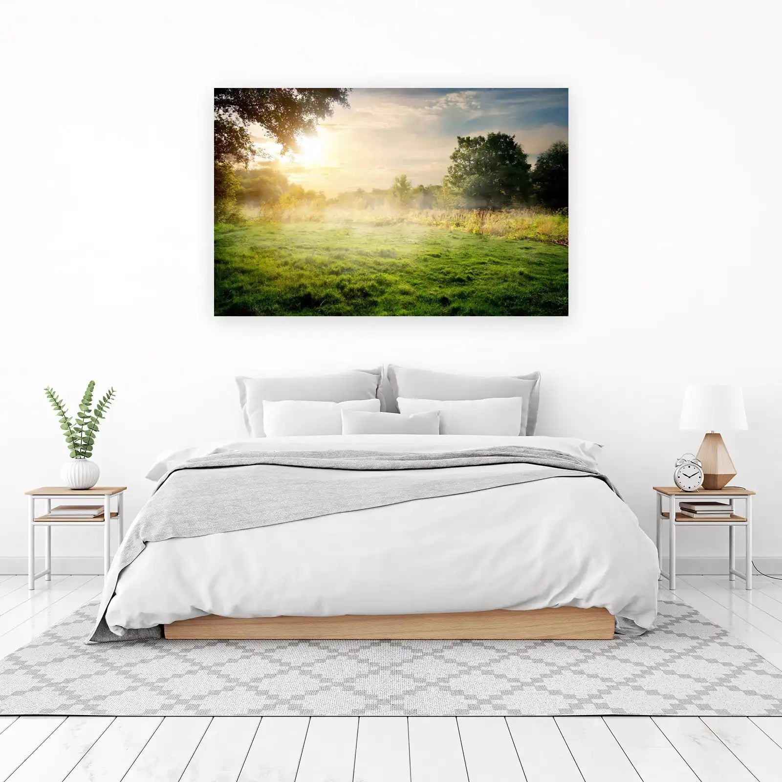 Serene Meadow Sunrise Landscape Wall Art