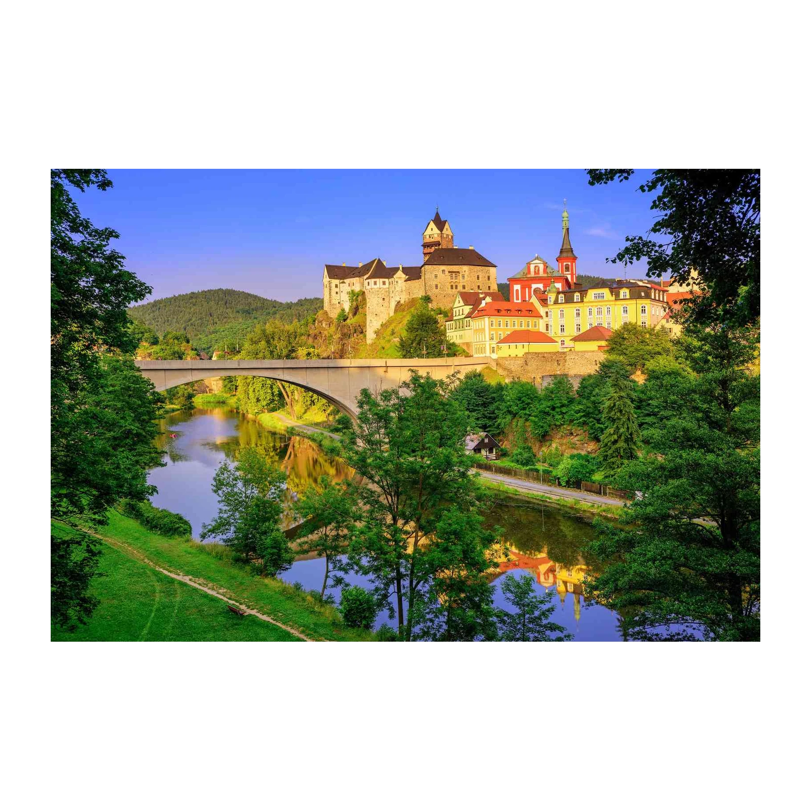 European Castle & River Landscape Wall Art