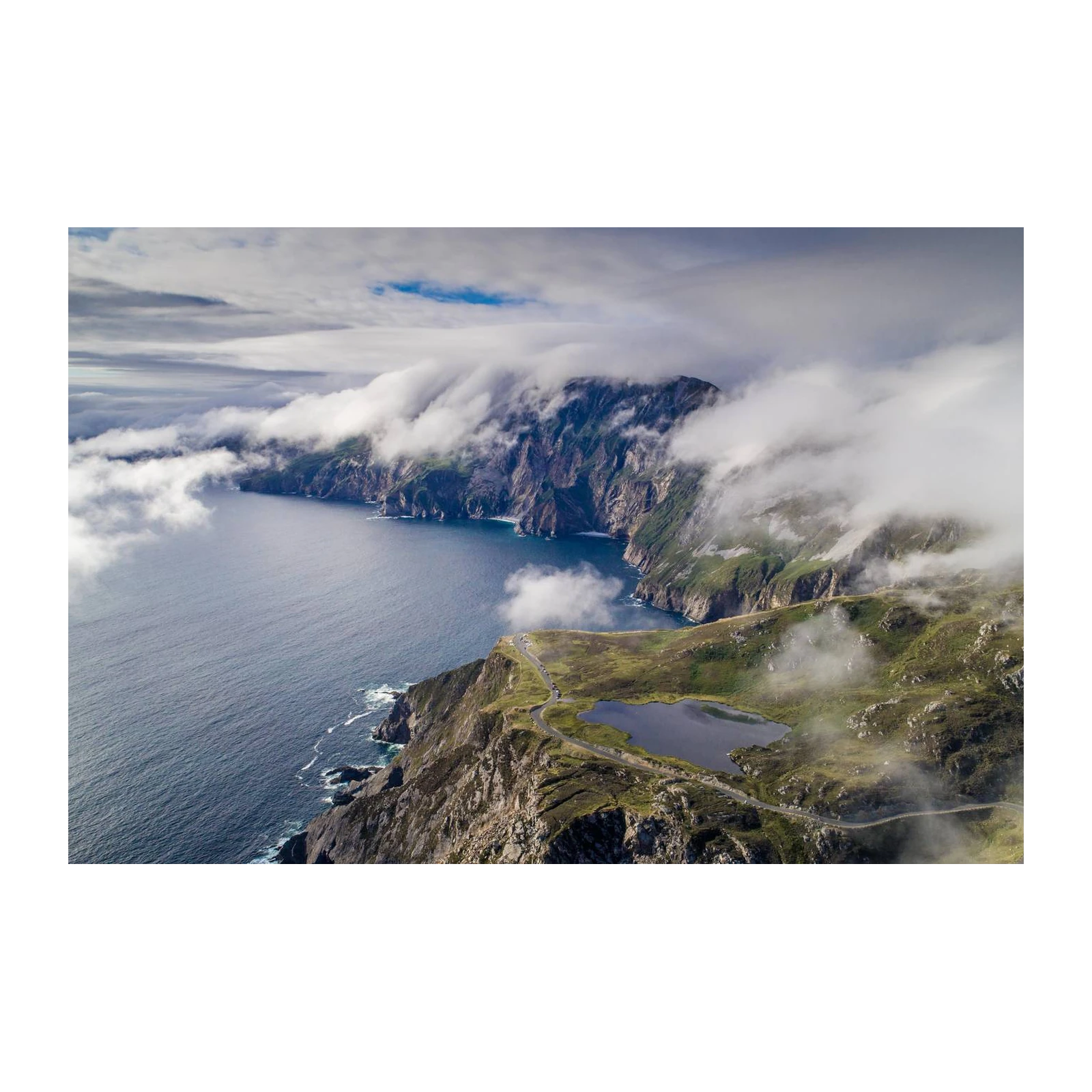 Misty Cliffs & Serene Lake Wall Art