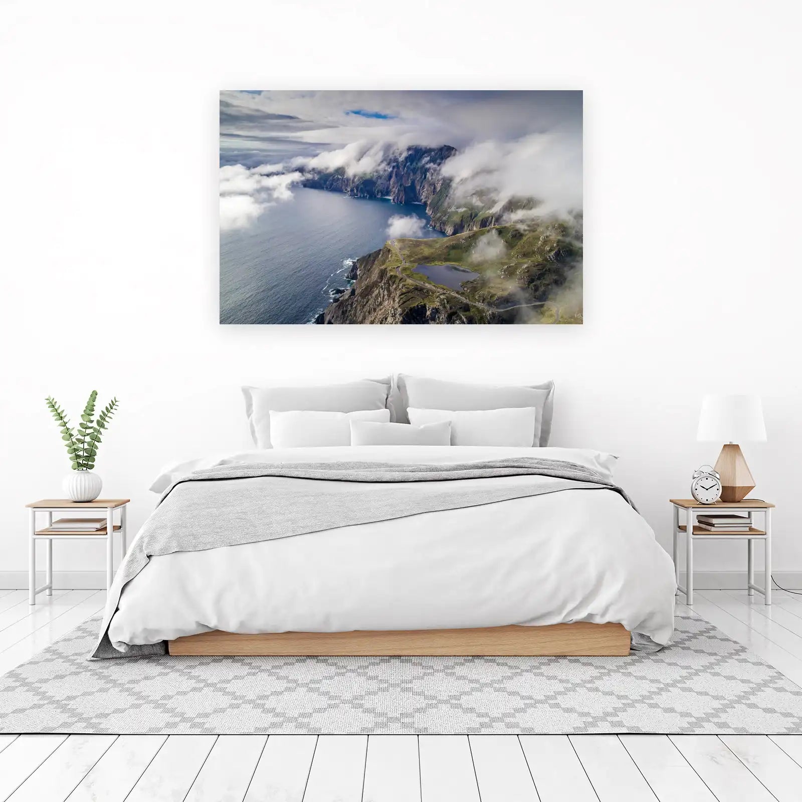Misty Cliffs & Serene Lake Wall Art