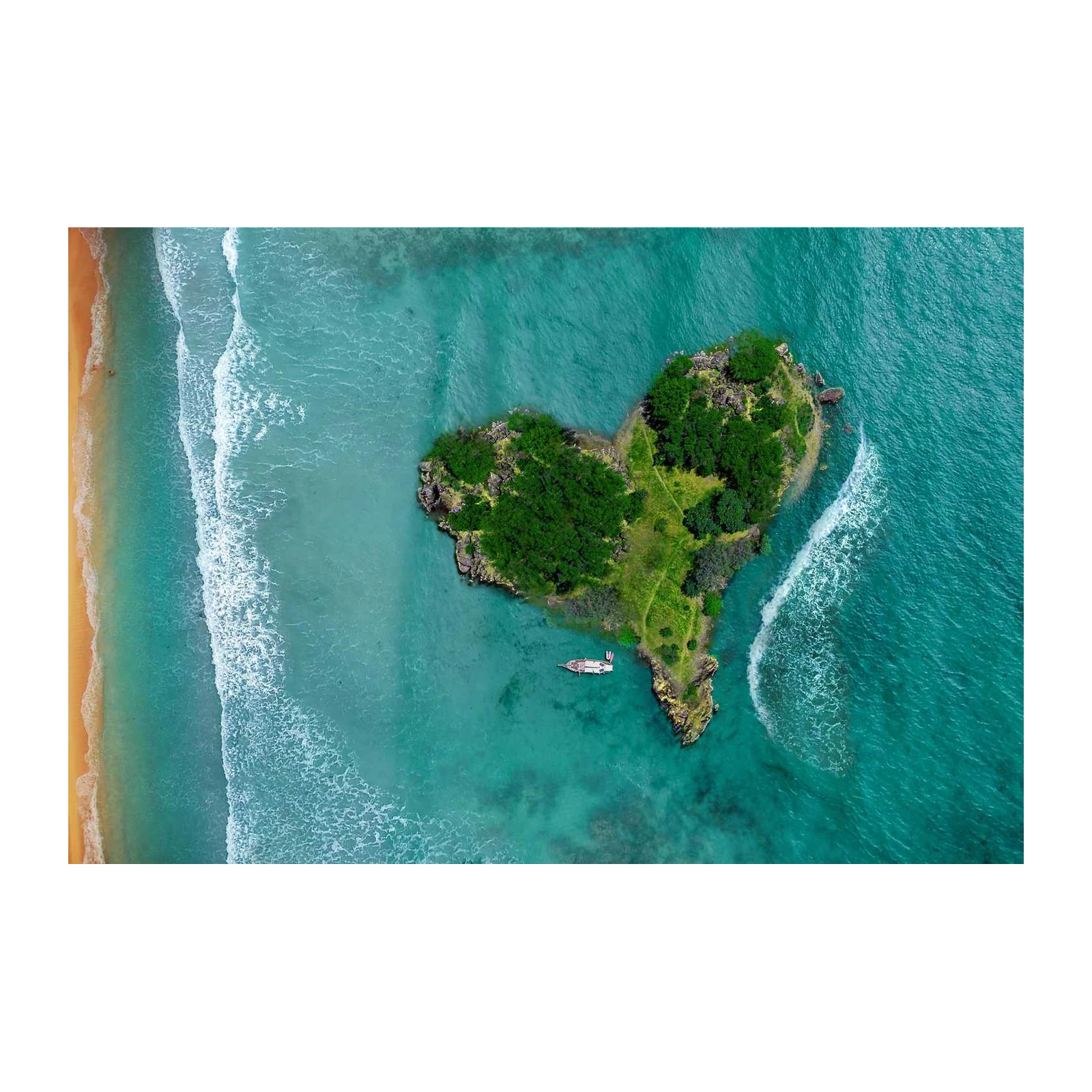 Heart Island Paradise Aerial Wall Art