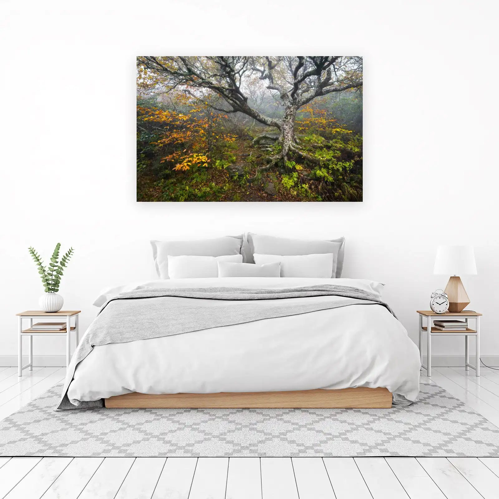 Misty Autumn Forest Tree Wall Art