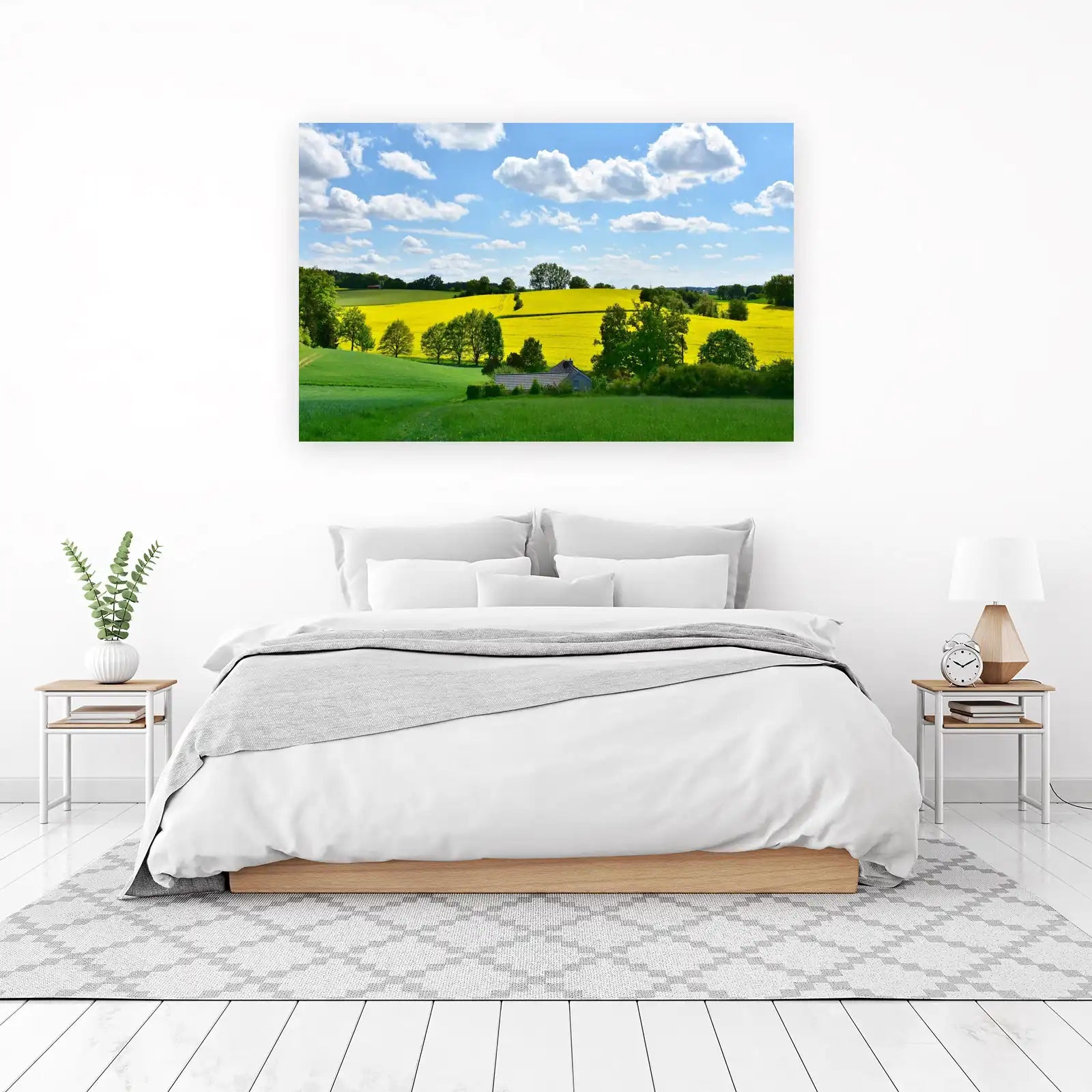 Vibrant Yellow Field Landscape Wall Art