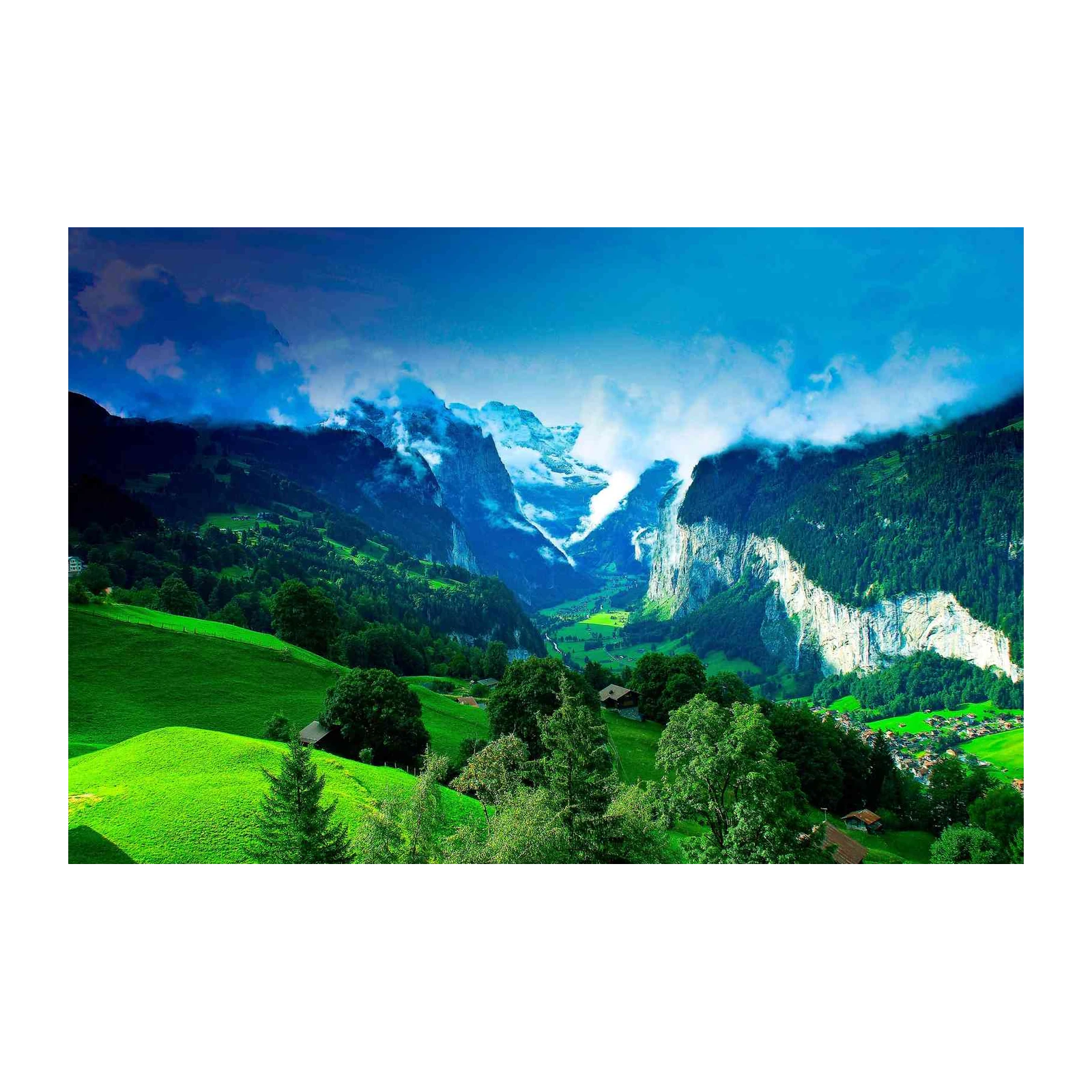 Serene Alpine Valley Landscape Wall Art