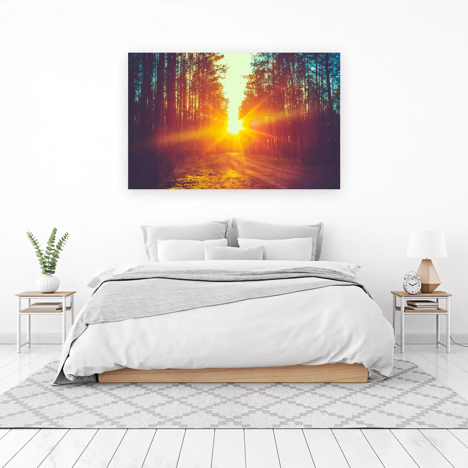 Golden Forest Path Sunset Wall Art