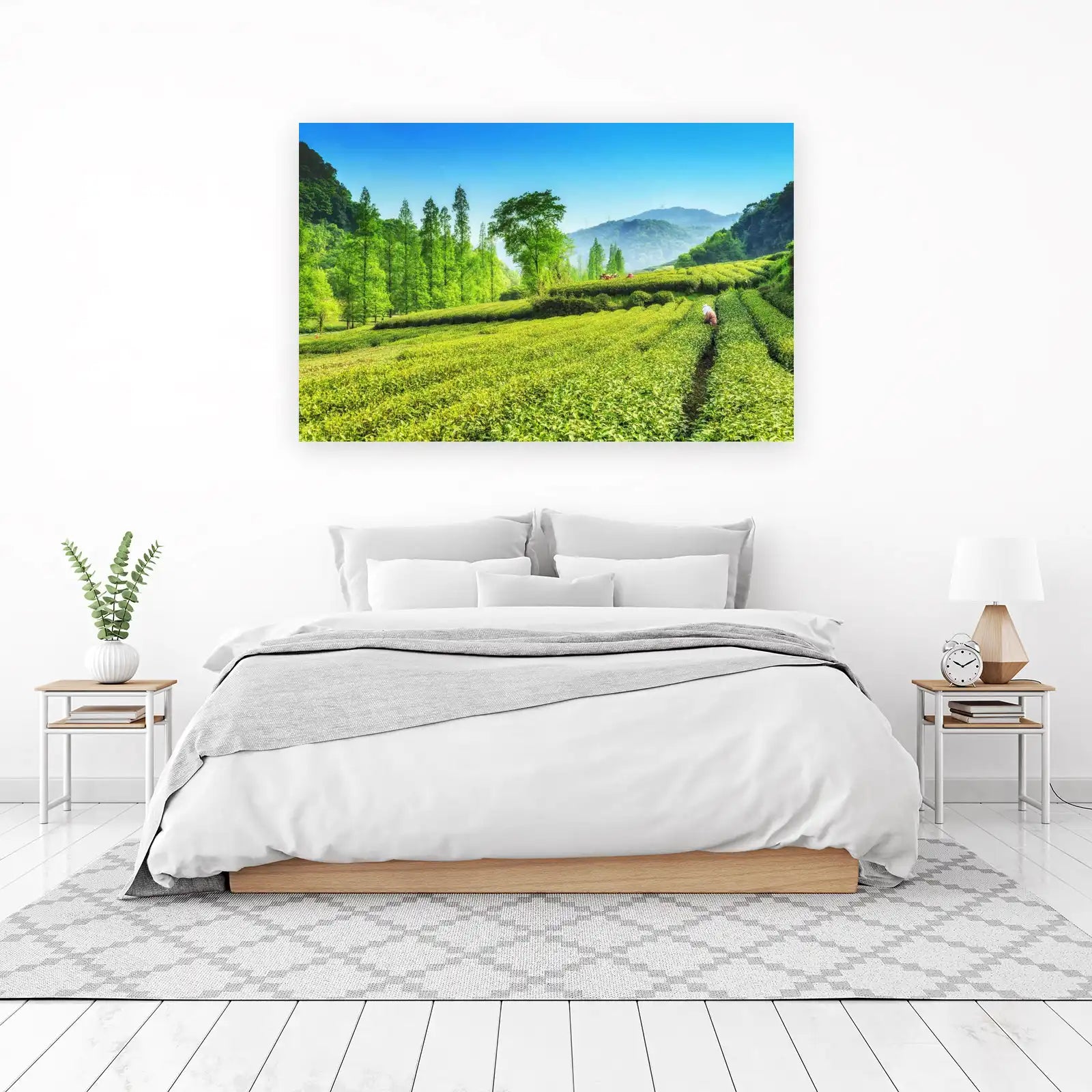 Serene Tea Plantation Landscape Wall Art