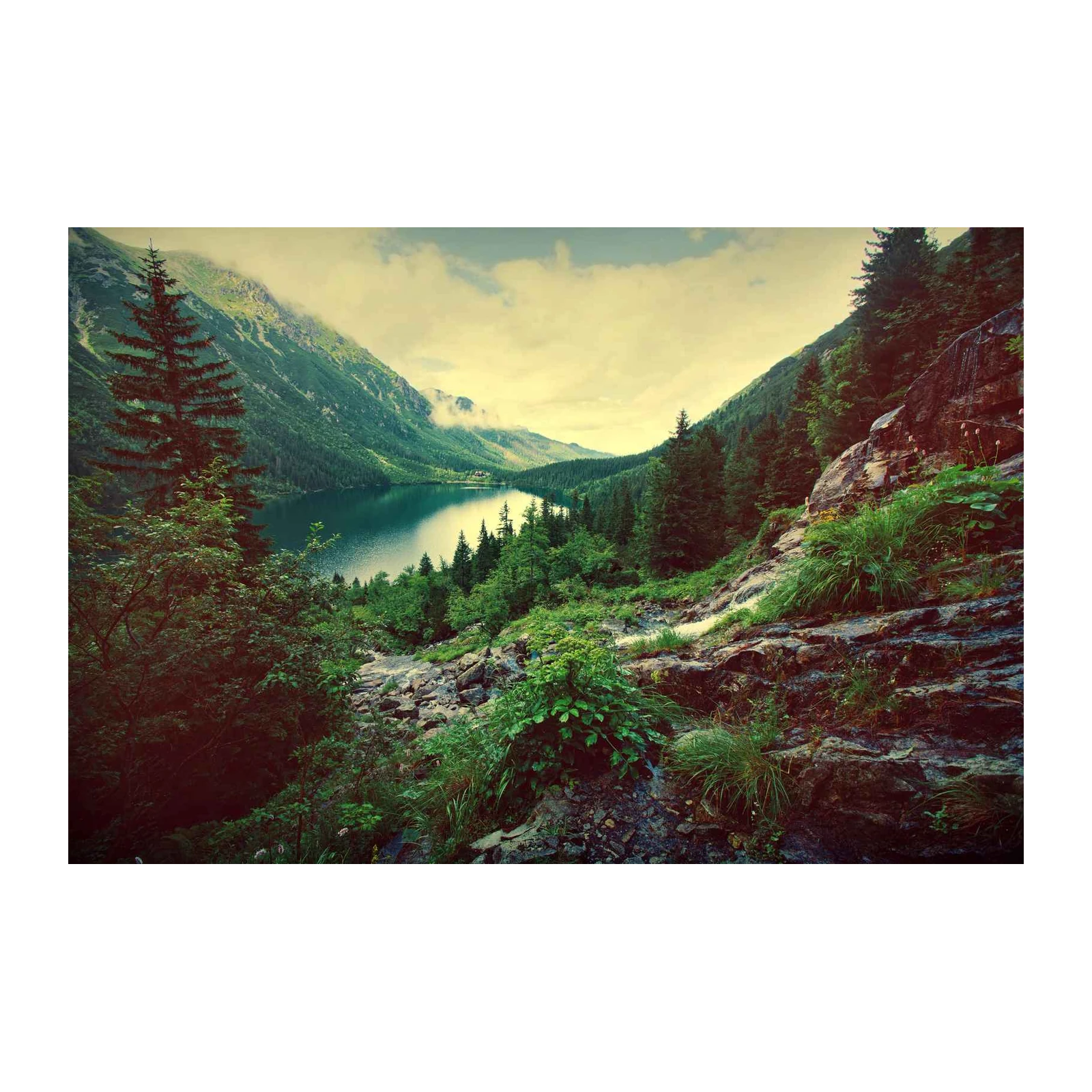 Serene Mountain Lake Landscape Wall Art