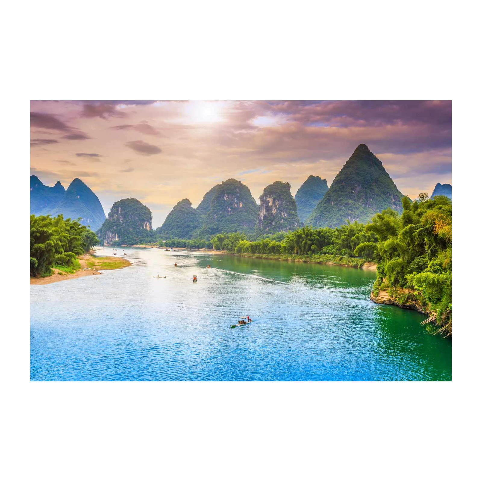 Serene River Landscape Guilin Mountains Wall Art
