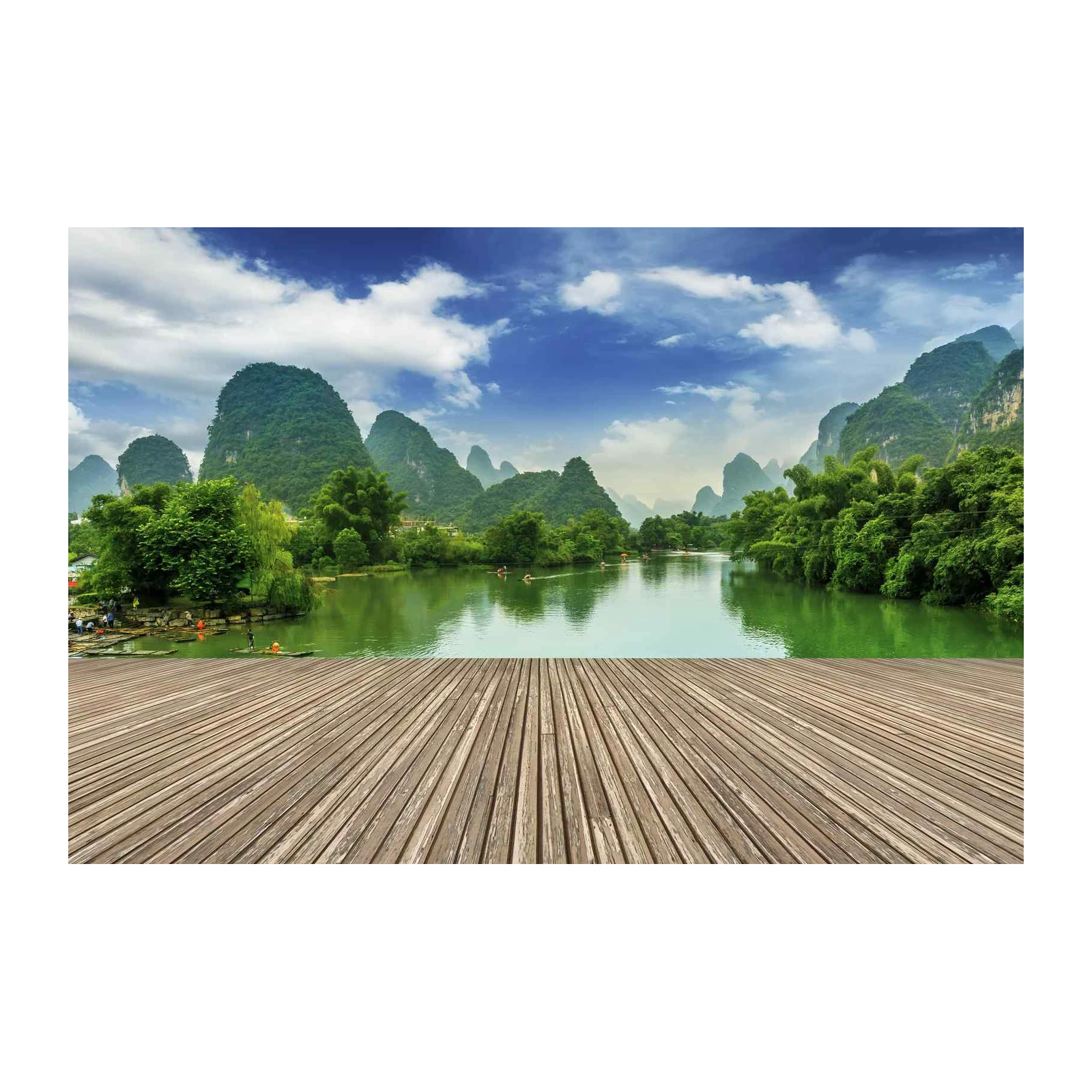 Serene River Landscape Bamboo Forest Wall Art