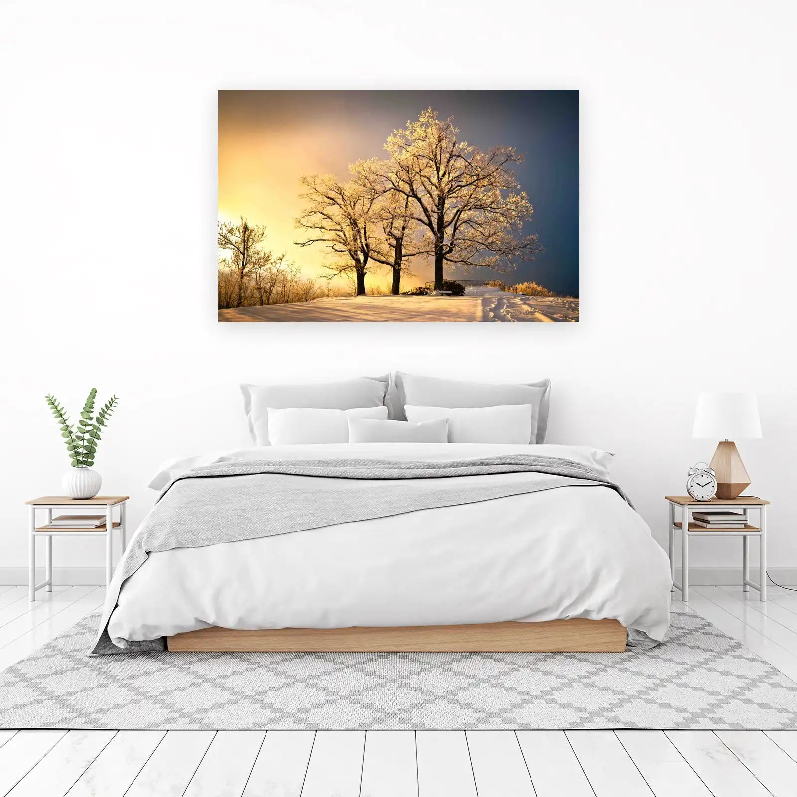 Golden Frost Trees Winter Landscape Wall Art