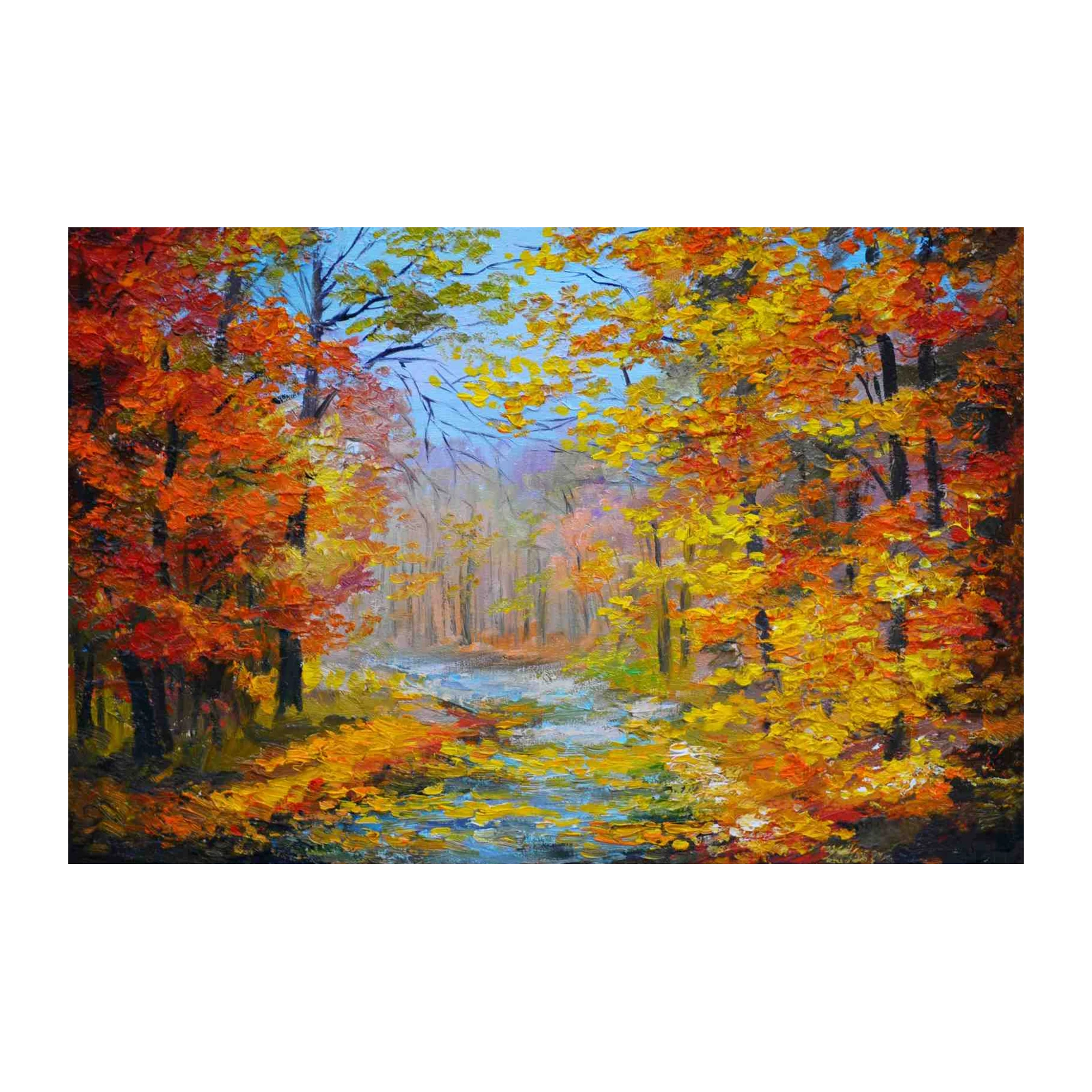 Vibrant Autumn Forest Stream Wall Art