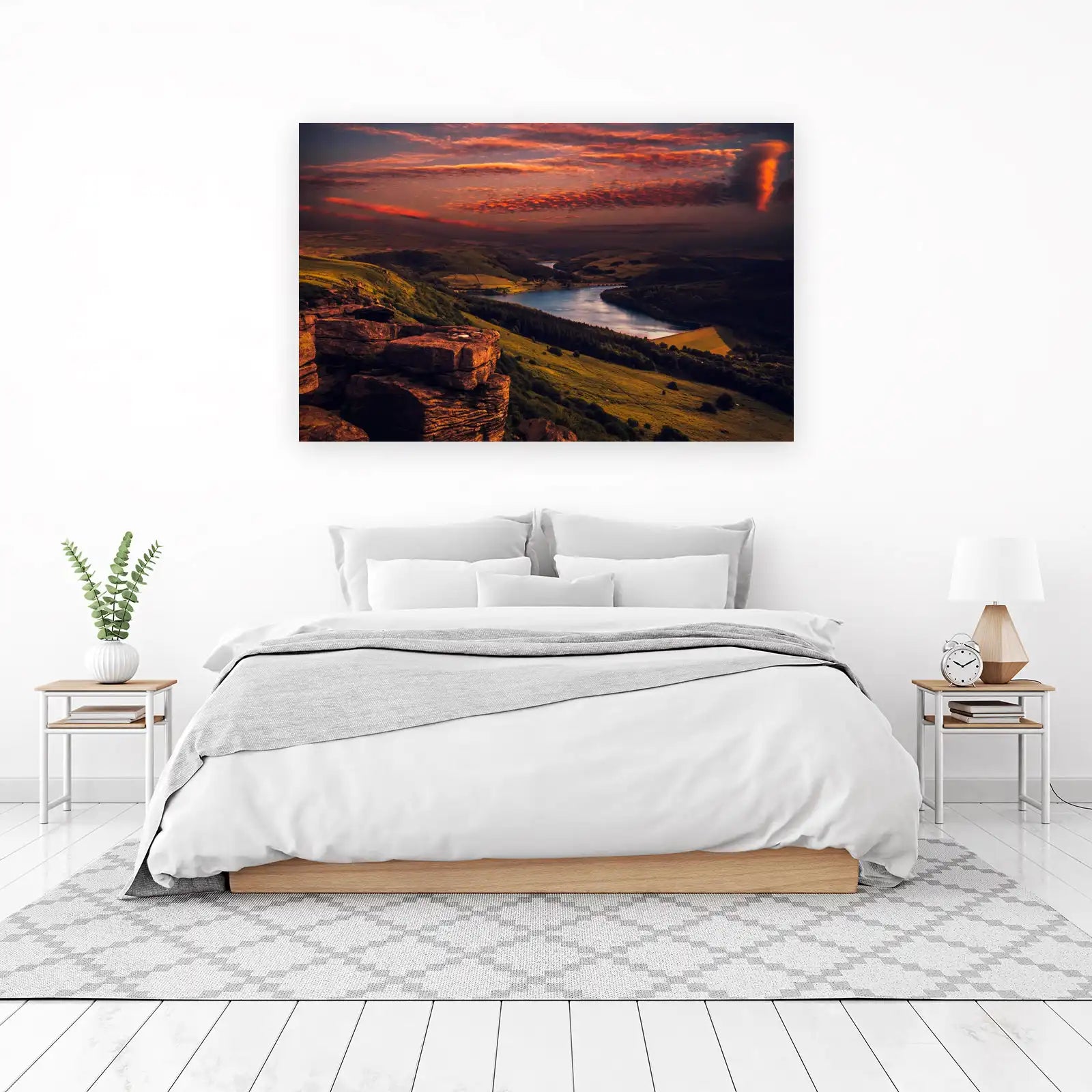 Dramatic Sunset Over Lake Landscape Wall Art