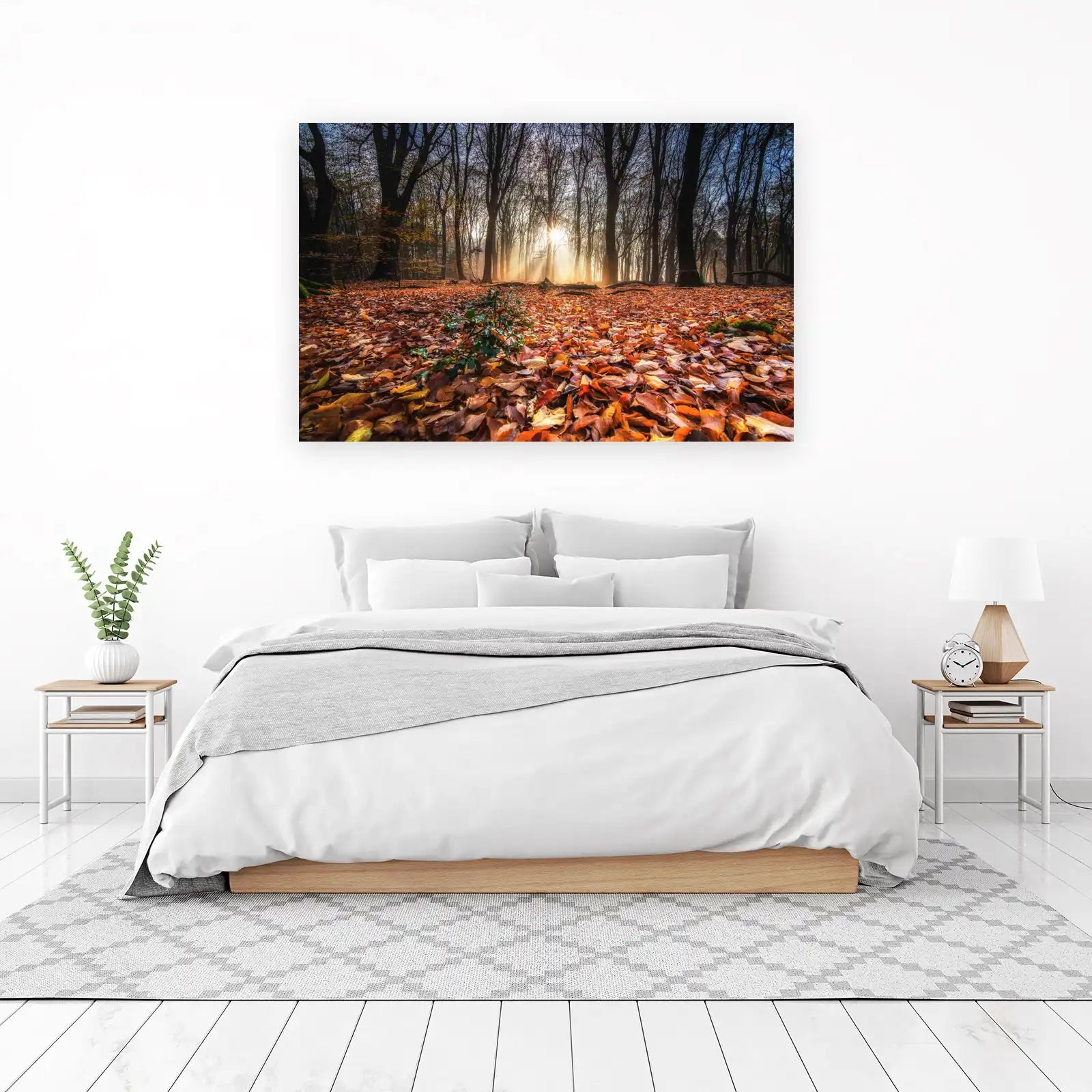 Golden Autumn Forest Sun Rays Wall Art