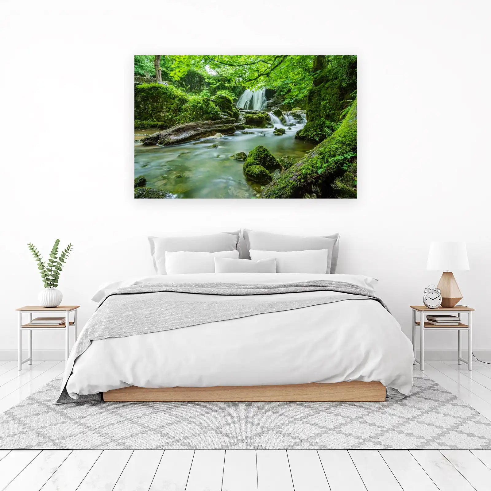 Tranquil Forest Waterfall Serenity Wall Art