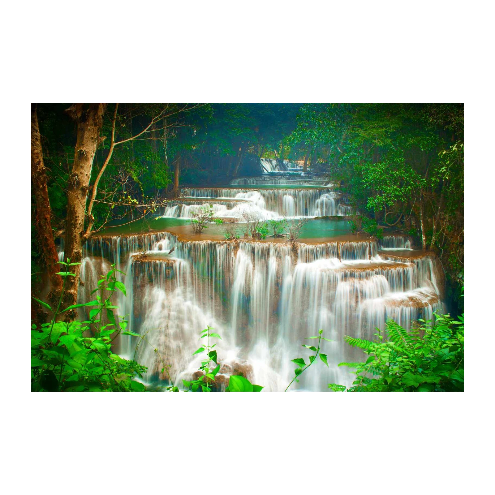 Serene Waterfall Tropical Forest Wall Art