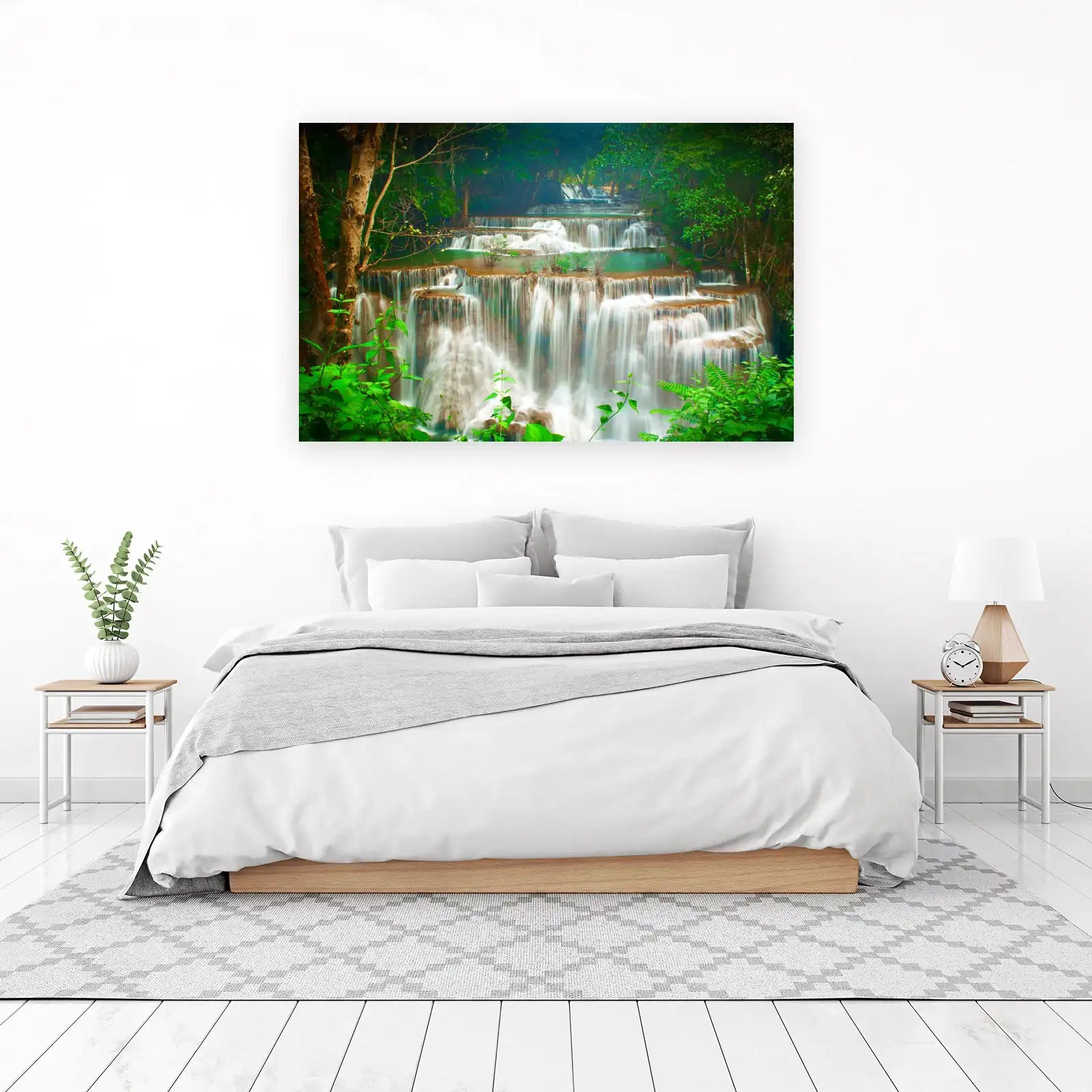 Serene Waterfall Tropical Forest Wall Art