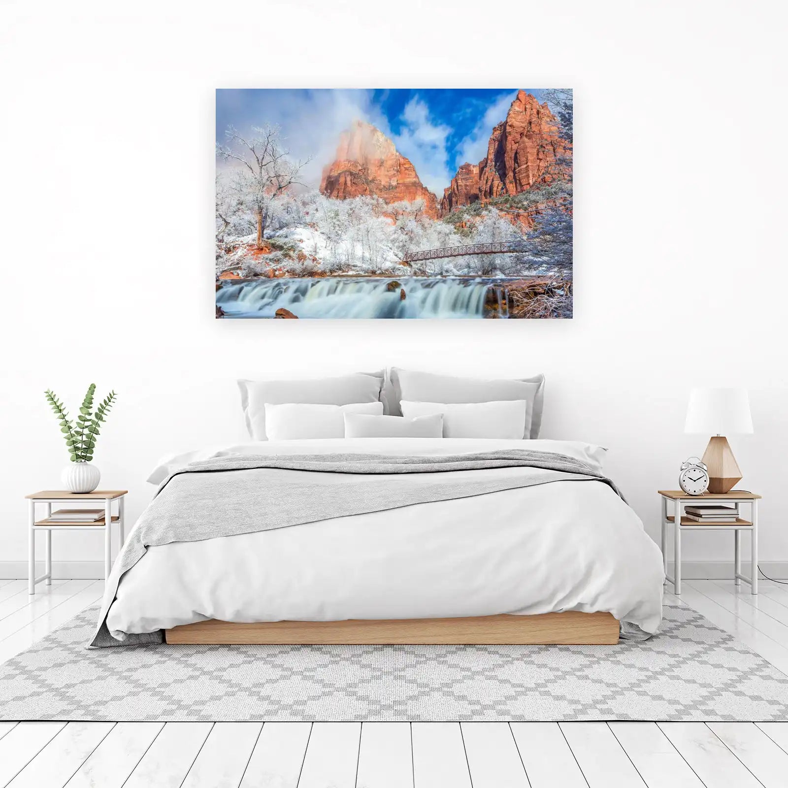 Zion National Park Winter Waterfall Wall Art