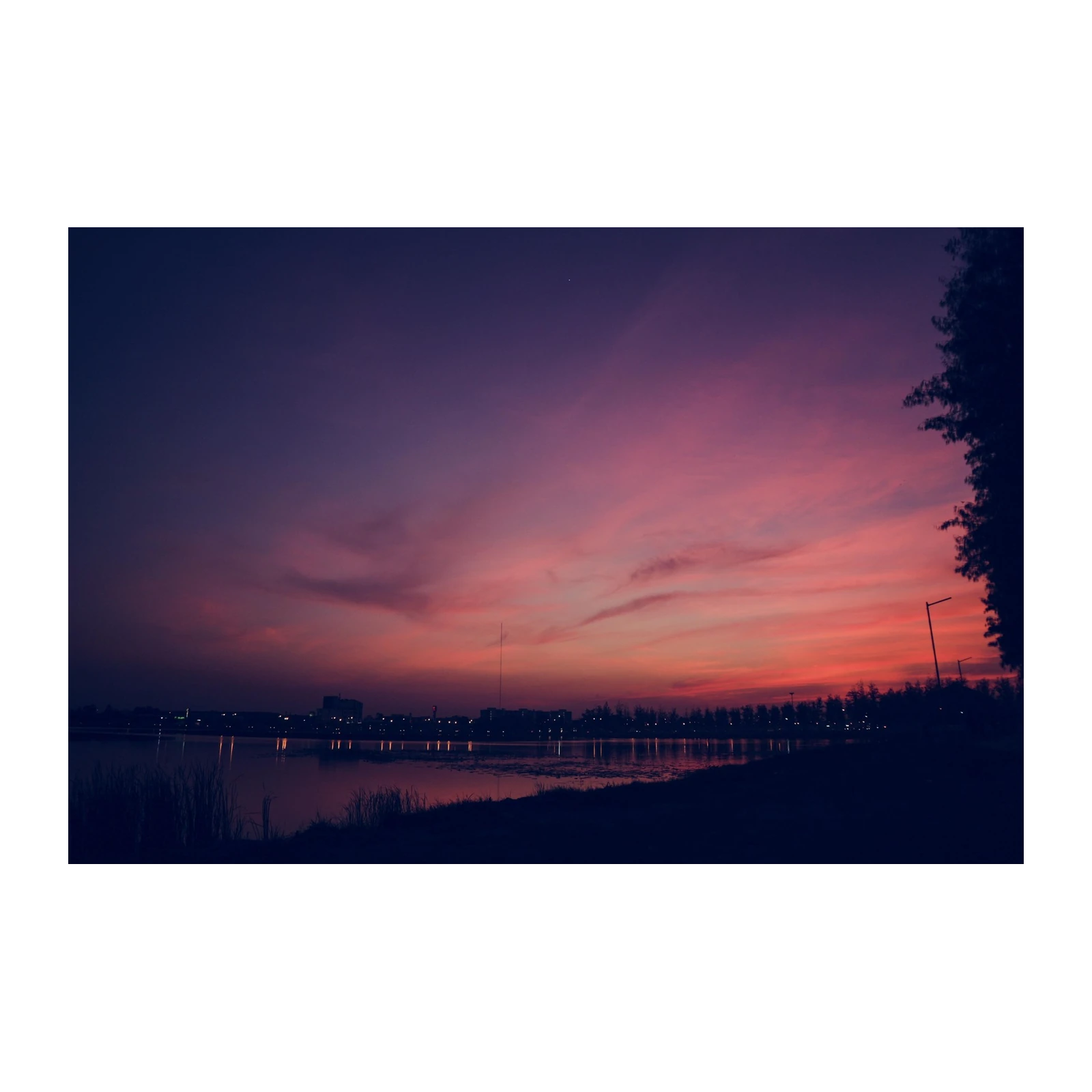Serene Twilight Lake Landscape Wall Art