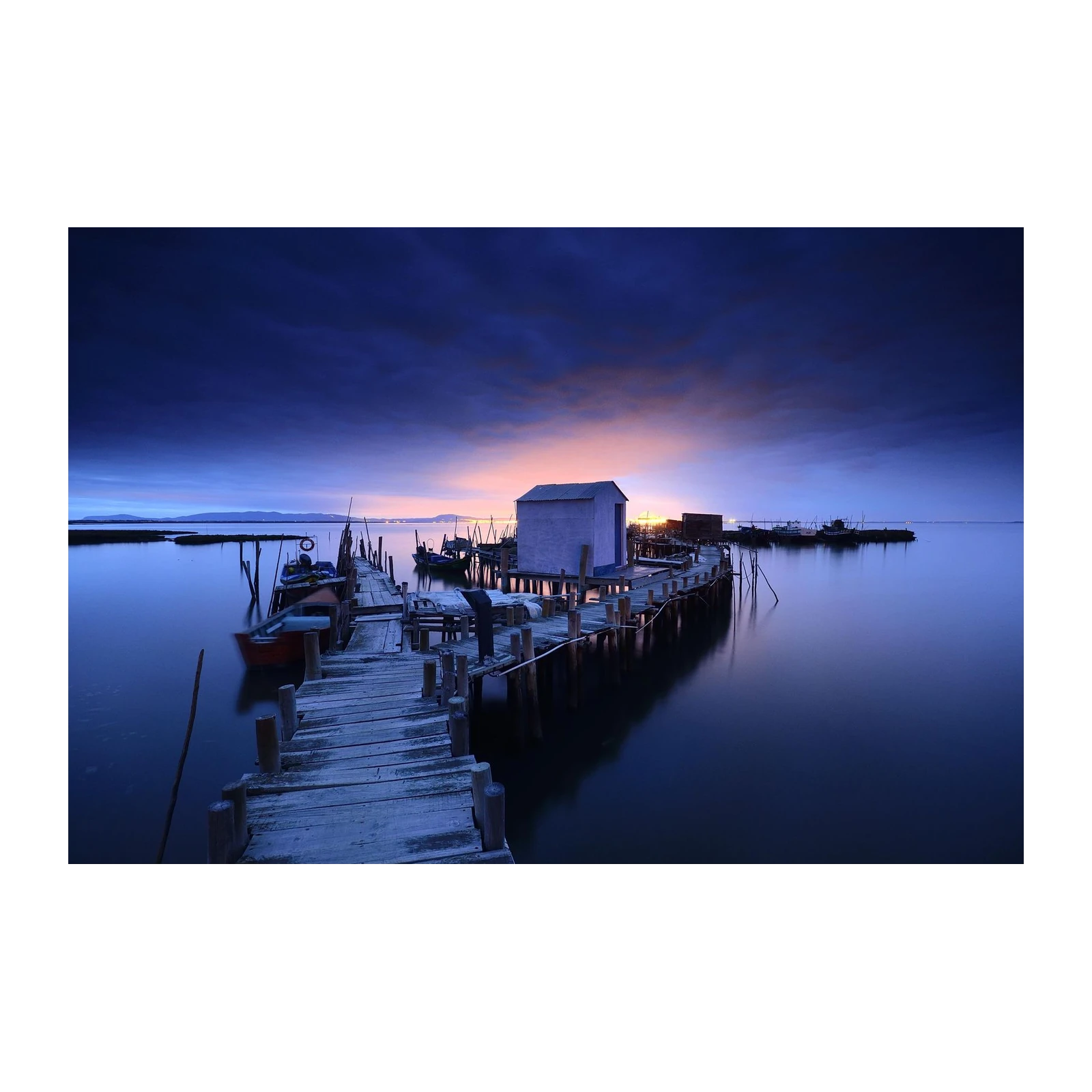 Serene Twilight Pier Landscape Wall Art
