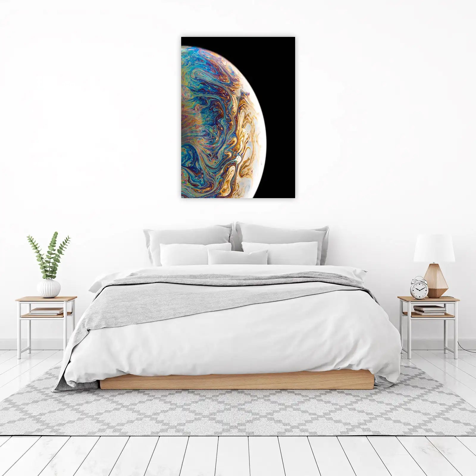 Cosmic Swirl Abstract Blue Gold Wall Art